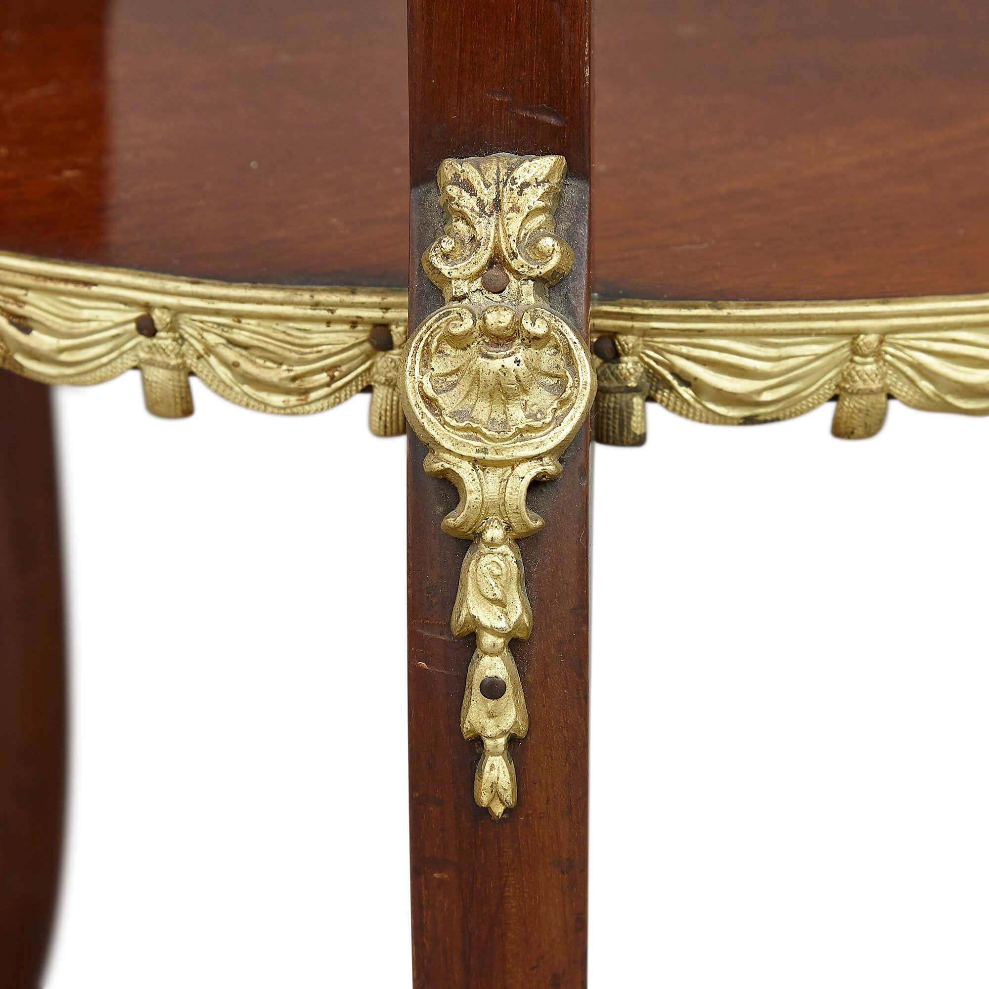 19th Century French Transitional Style Ormolu Mounted Wood Étagère For Sale