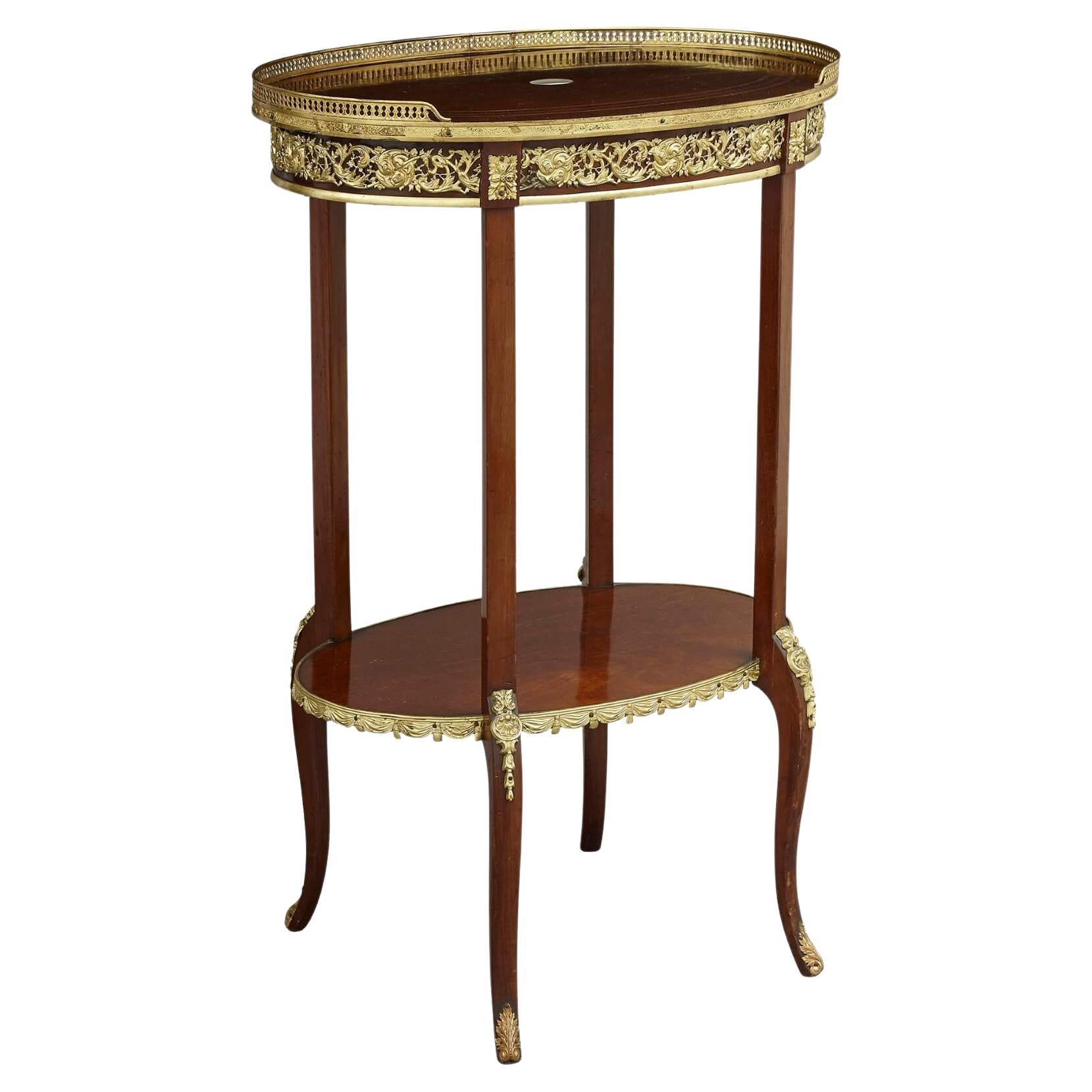French Transitional Style Ormolu Mounted Wood Étagère For Sale