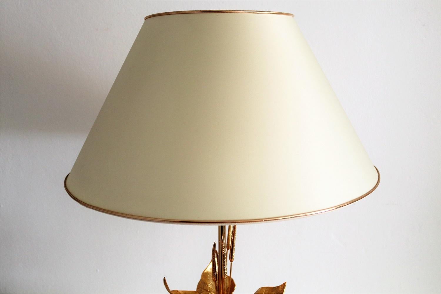 French Travertine Marble and Gold-Plated Table Lamp, 1970s 2