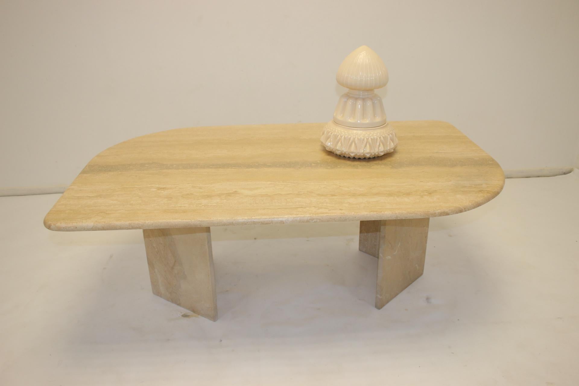 French Travertine Marble Design Salon or Coffee Table, 1960's 3