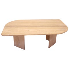 French Travertine Marble Design Salon or Coffee Table, 1960
s