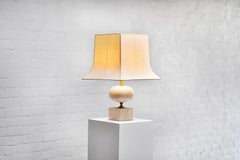 French Travertine Table Lamp By Philippe Barbier, 1970's