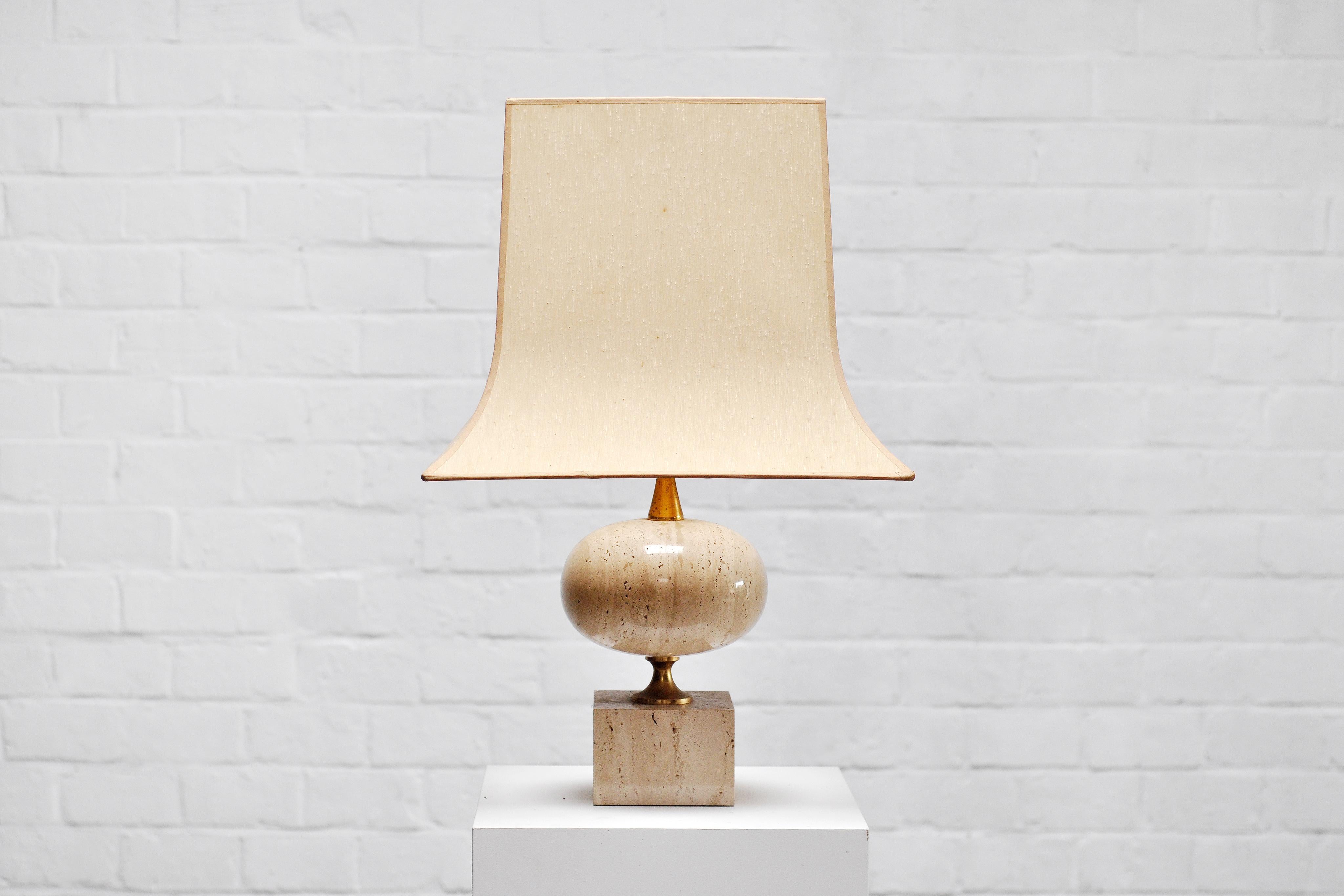 French Travertine Table Lamp By Philippe Barbier, 1970's In Good Condition In Zwijndrecht, Antwerp