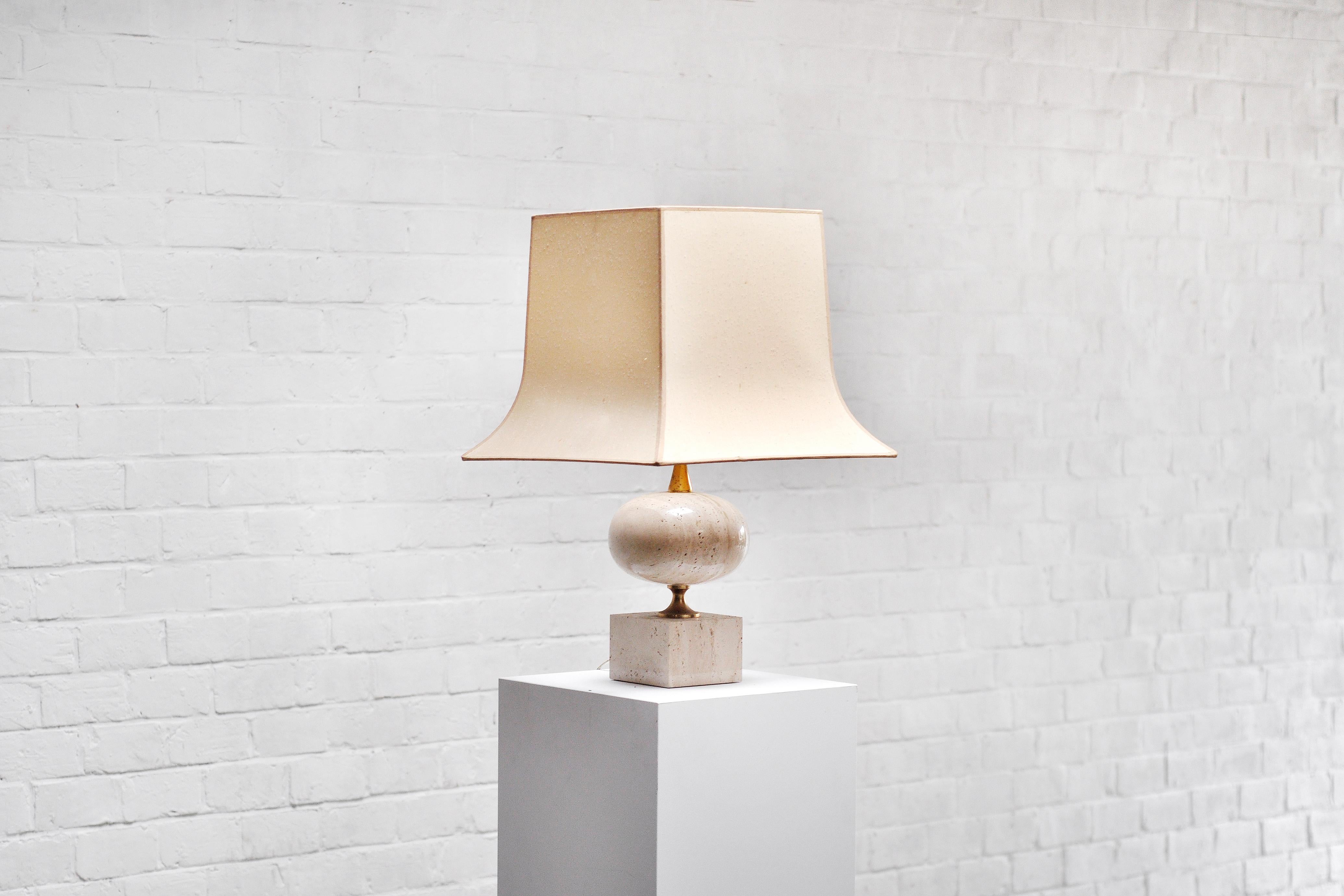 French Travertine Table Lamp By Philippe Barbier, 1970's 2