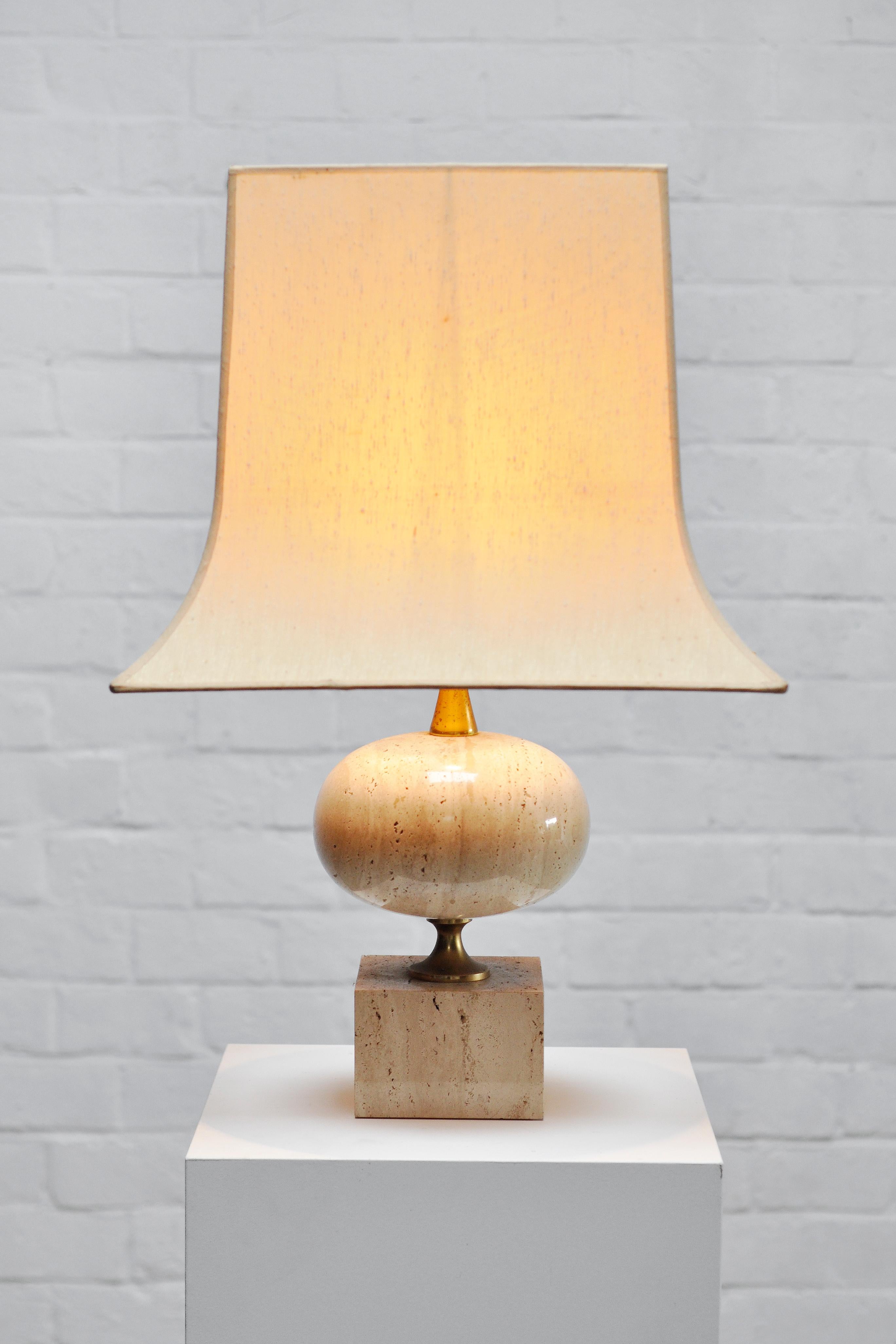French Travertine Table Lamp By Philippe Barbier, 1970's 4