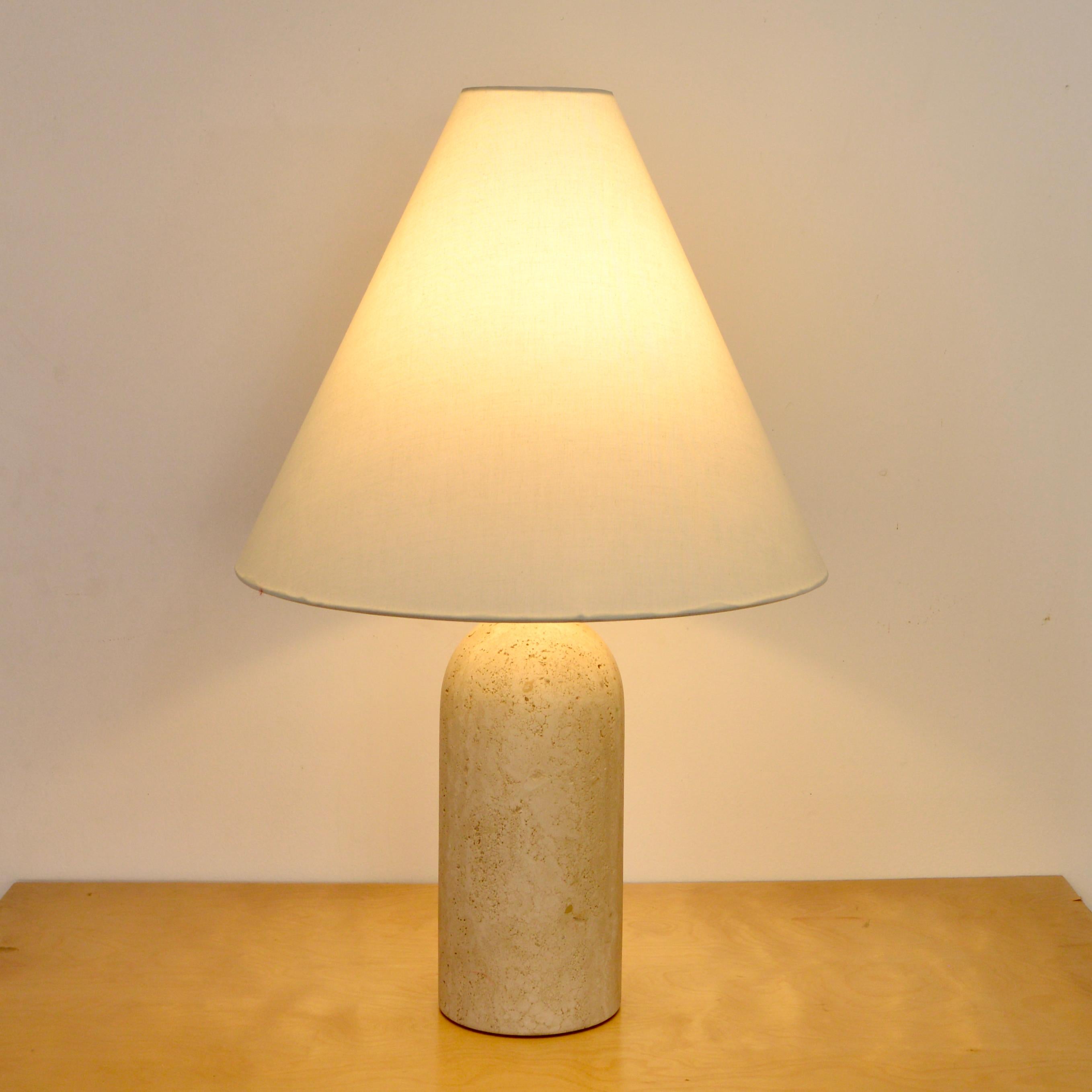 Mid-20th Century French Travertine Table Lamp I