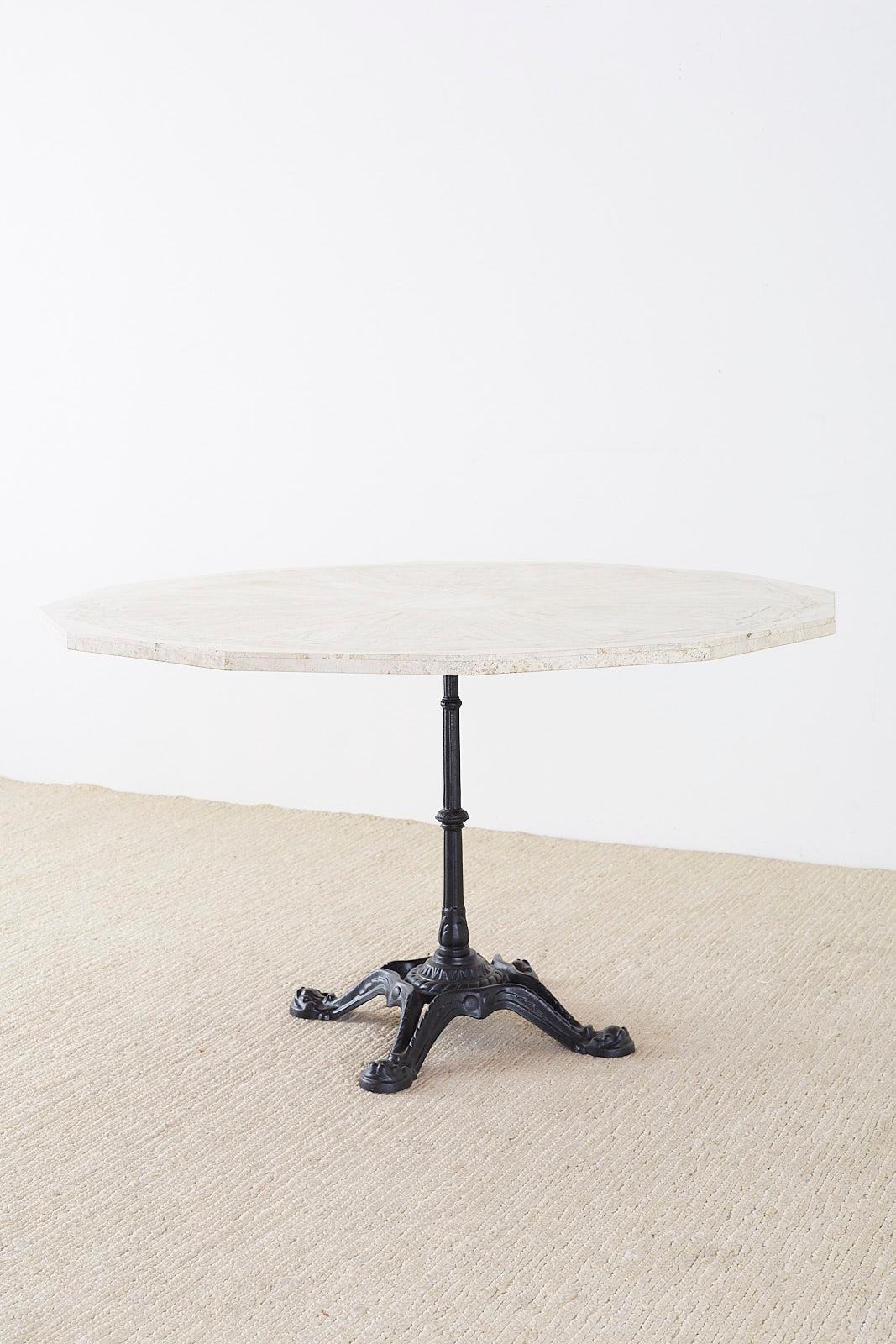 French Travertine Top Bistro Cafe Dining Table 2