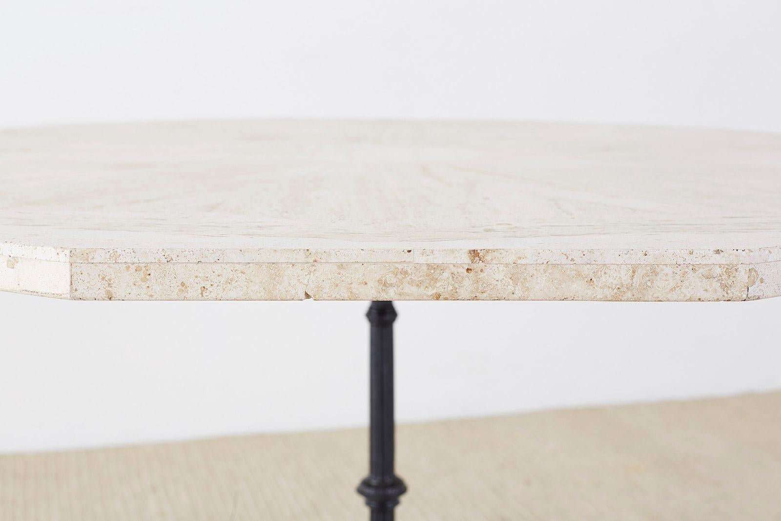 French Travertine Top Bistro Cafe Dining Table 7