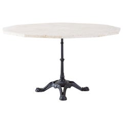 French Travertine Top Bistro Cafe Dining Table