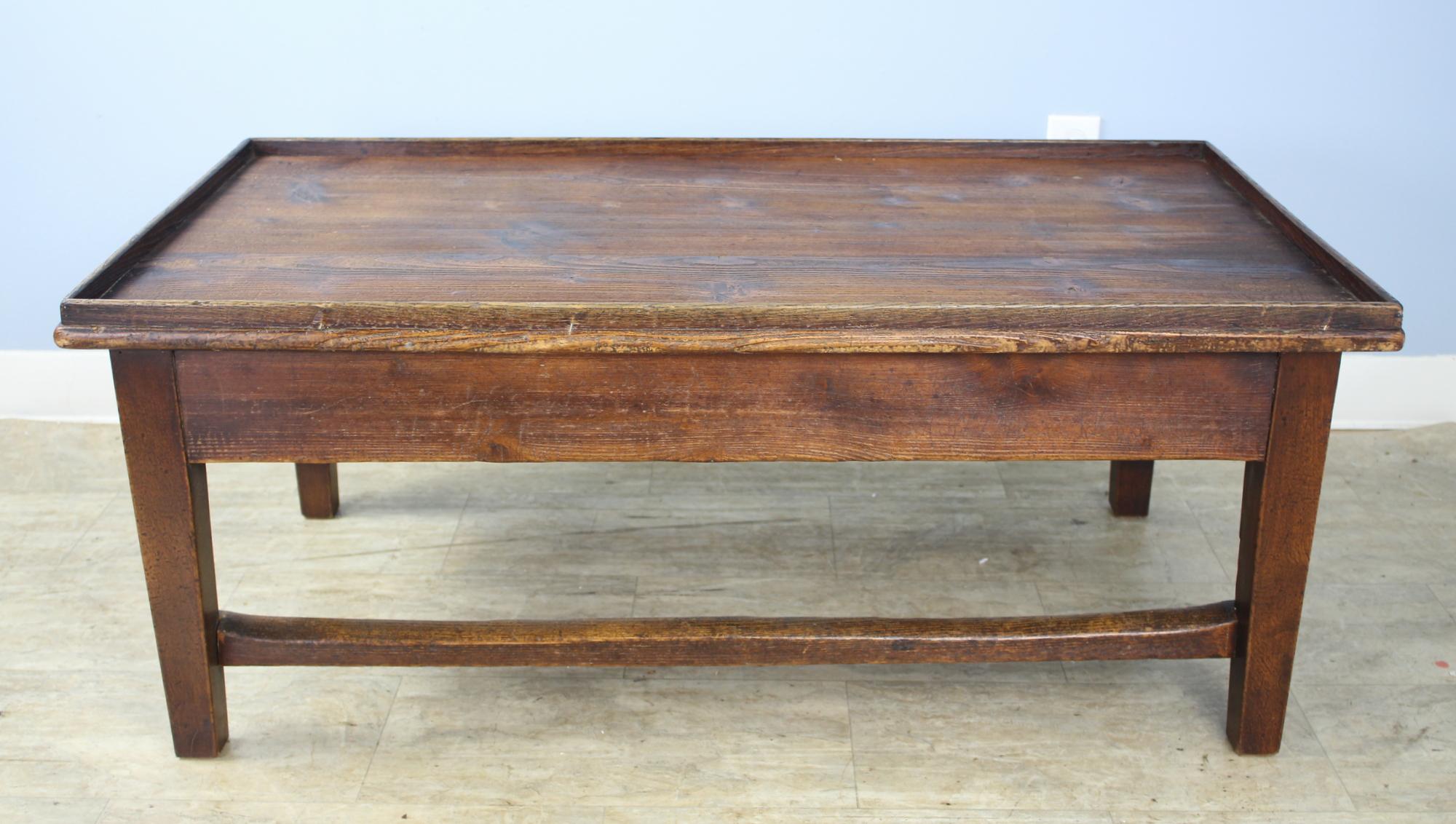French Tray-Top Two-Drawer Pine Coffee Table 6