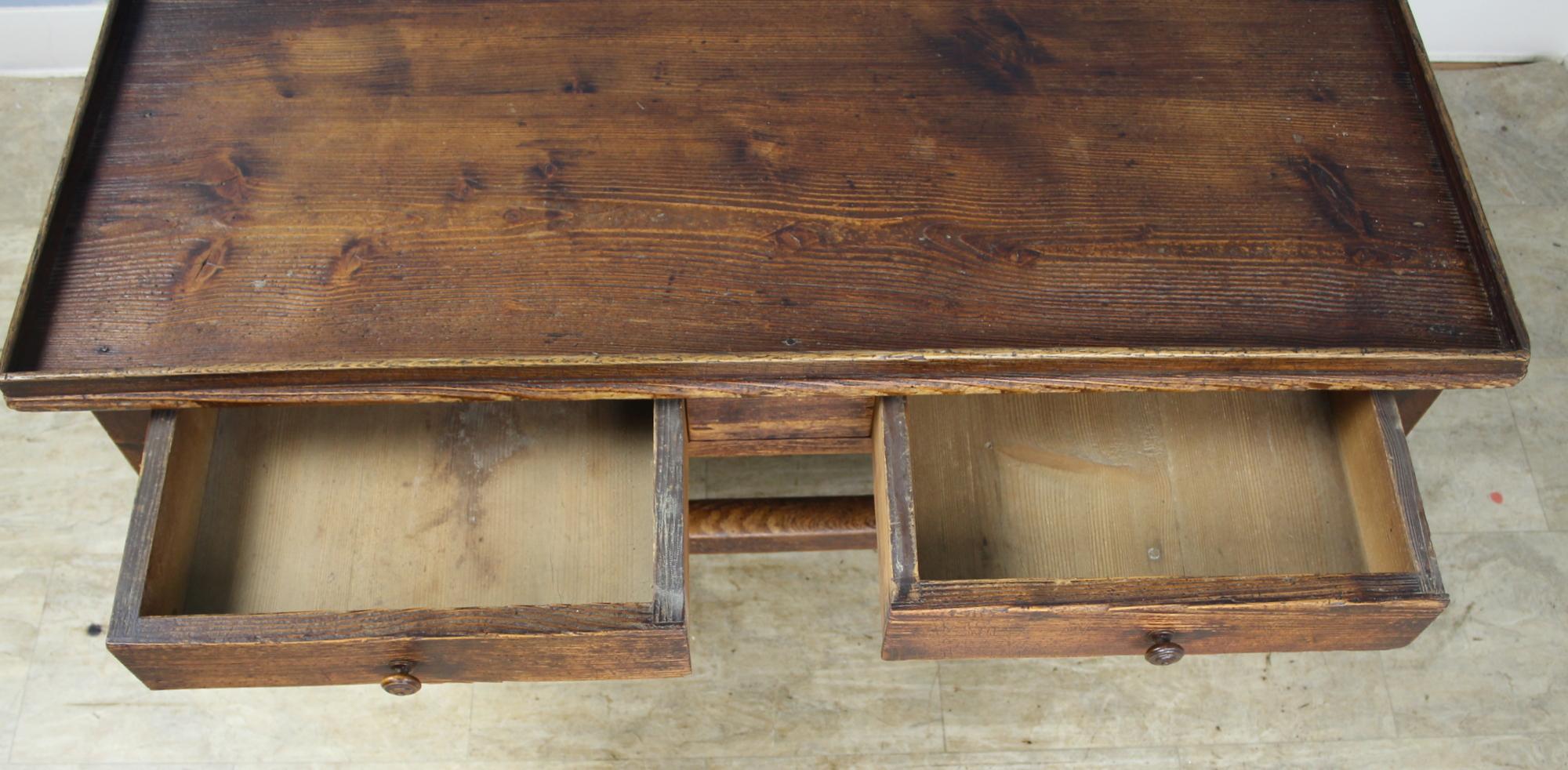 French Tray-Top Two-Drawer Pine Coffee Table 7