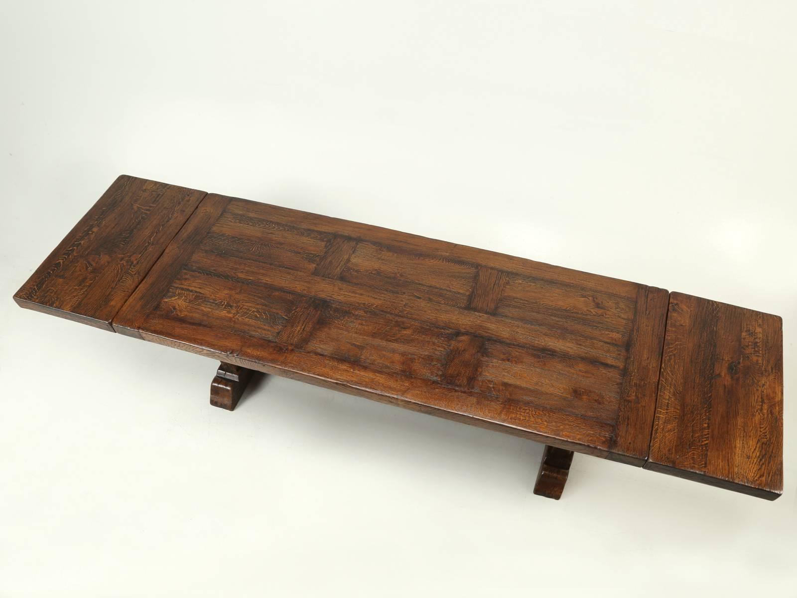 Oak French Trestle Dining Table with Matching Leaves