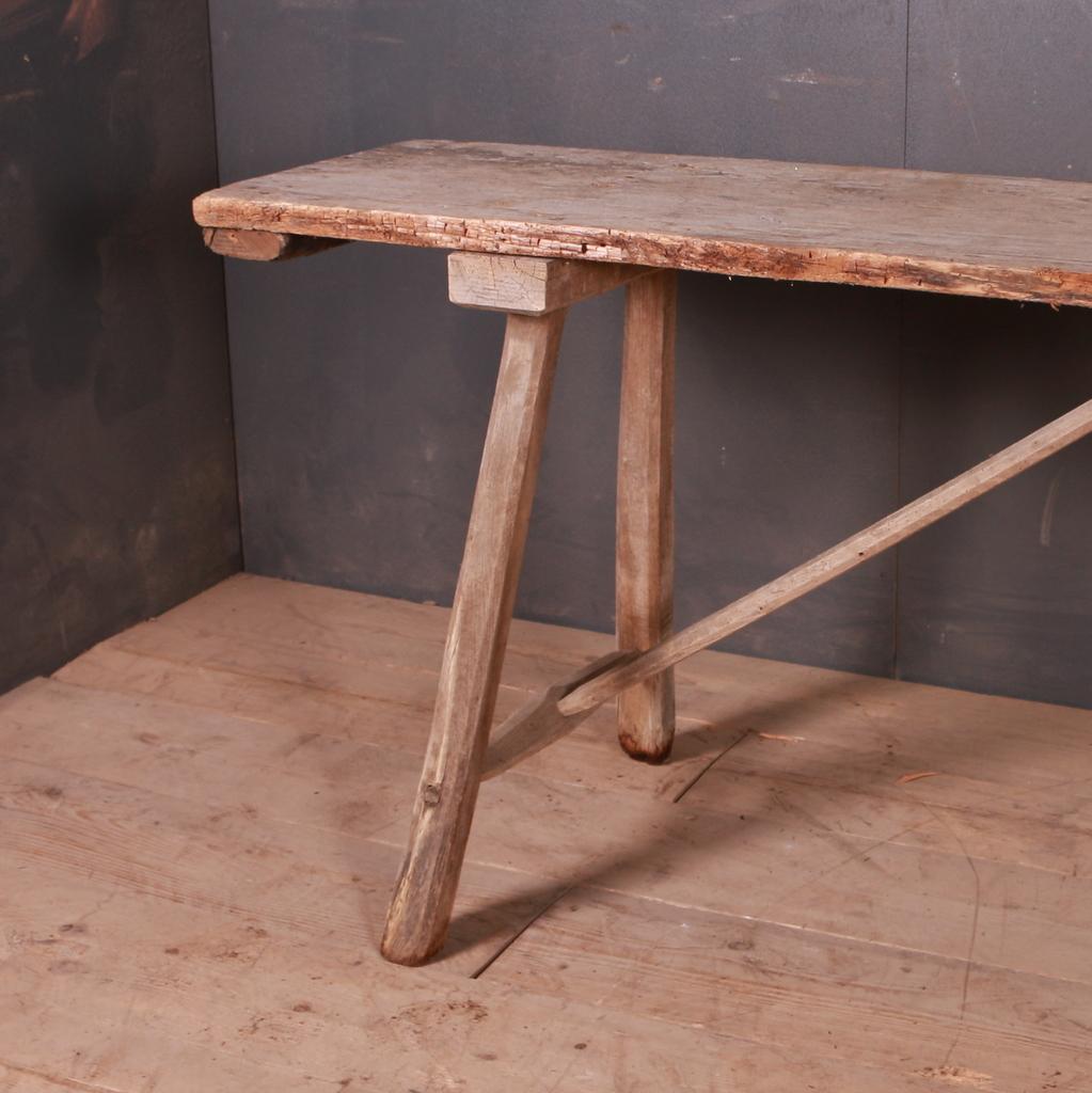 19th century French scrubbed oak and poplar trestle table, 1880.

Top depth 17.5