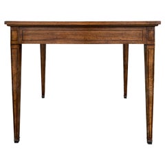 French Tric Trac Table with Walnut Inlay, Leather Top, circa 1920s