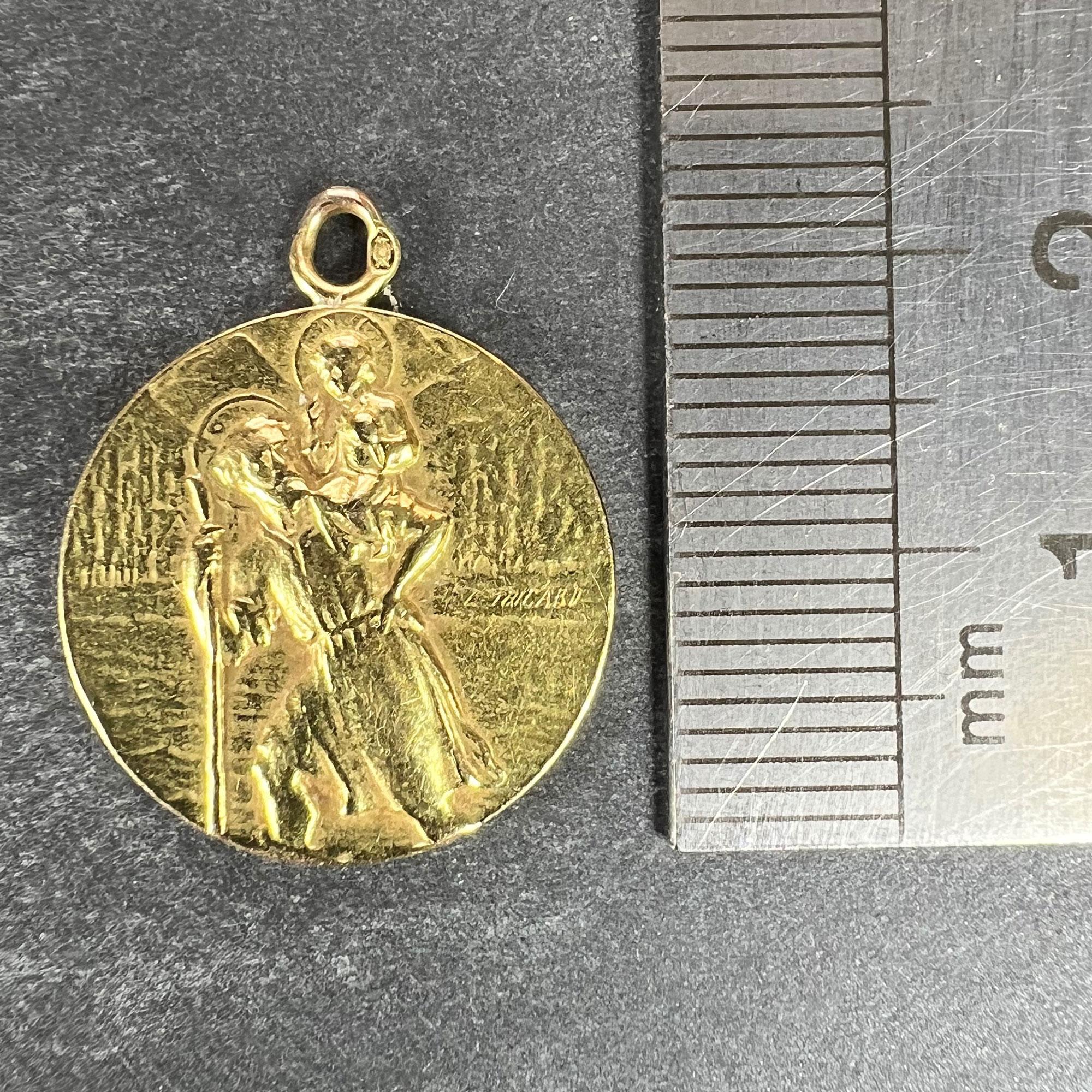 French Tricard St Christopher Tempestate Securitas 18K Yellow Gold Pendant Medal 2