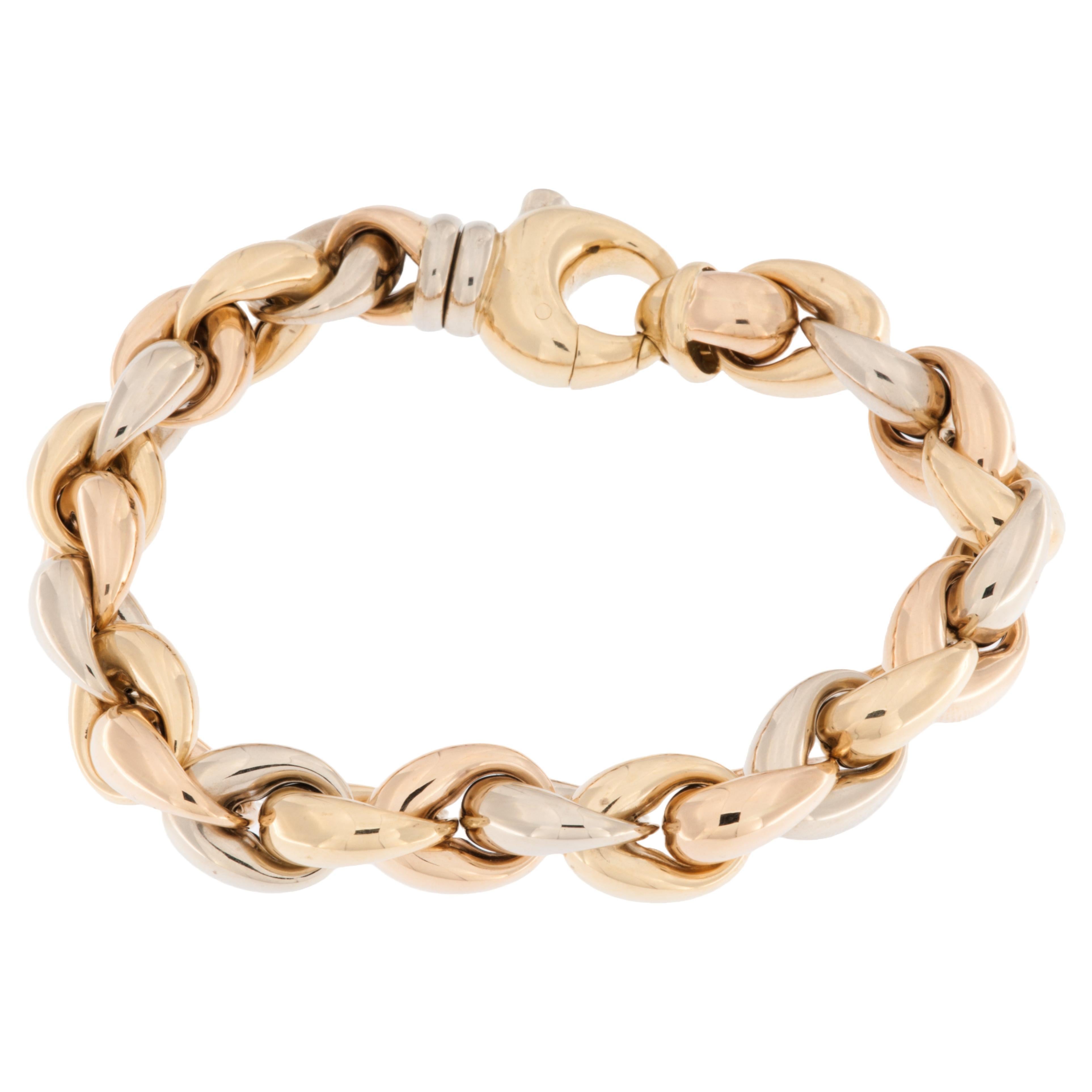 French Triple 18kt Gold Fashion Bracelet