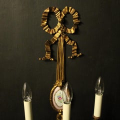 French Triple Arm Gilded Bronze Antique Wall Lights