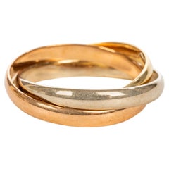 French Triple Band 18k Gold Ring, 20th Century