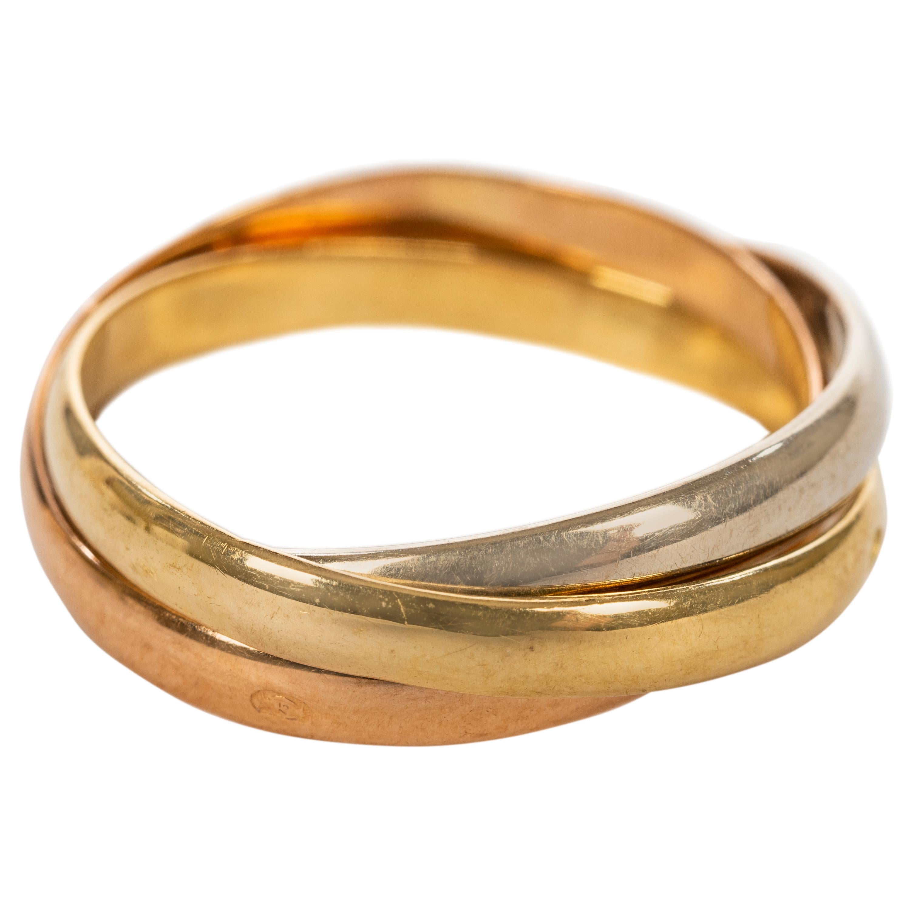 French Triple Band 18k Gold Ring, 20th Century In Good Condition In St. Catharines, ON