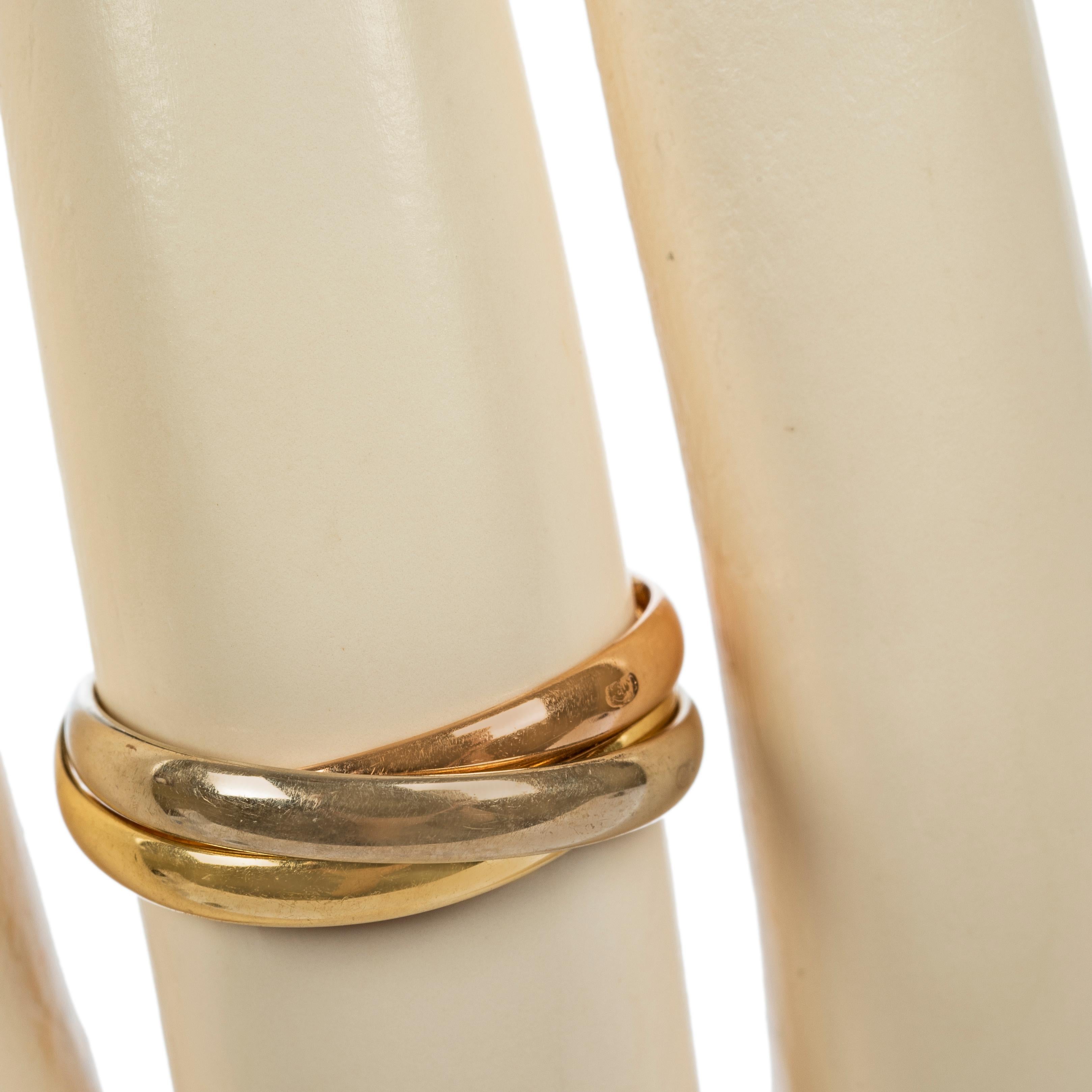 Women's or Men's French Triple Band 18k Gold Ring, 20th Century