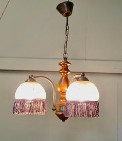 French Triple Fringed Glass Ceiling Pendant An excellent quality piece