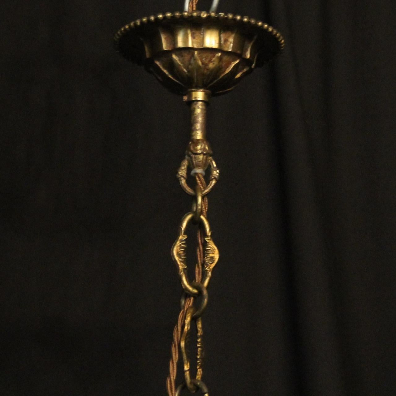 French Triple Light Bronze Convex Antique Lantern For Sale 5