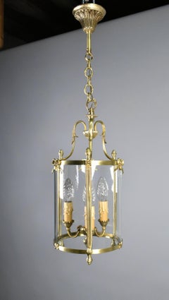 French Triple Light Hall Lantern in Bronze Louis XVI Style