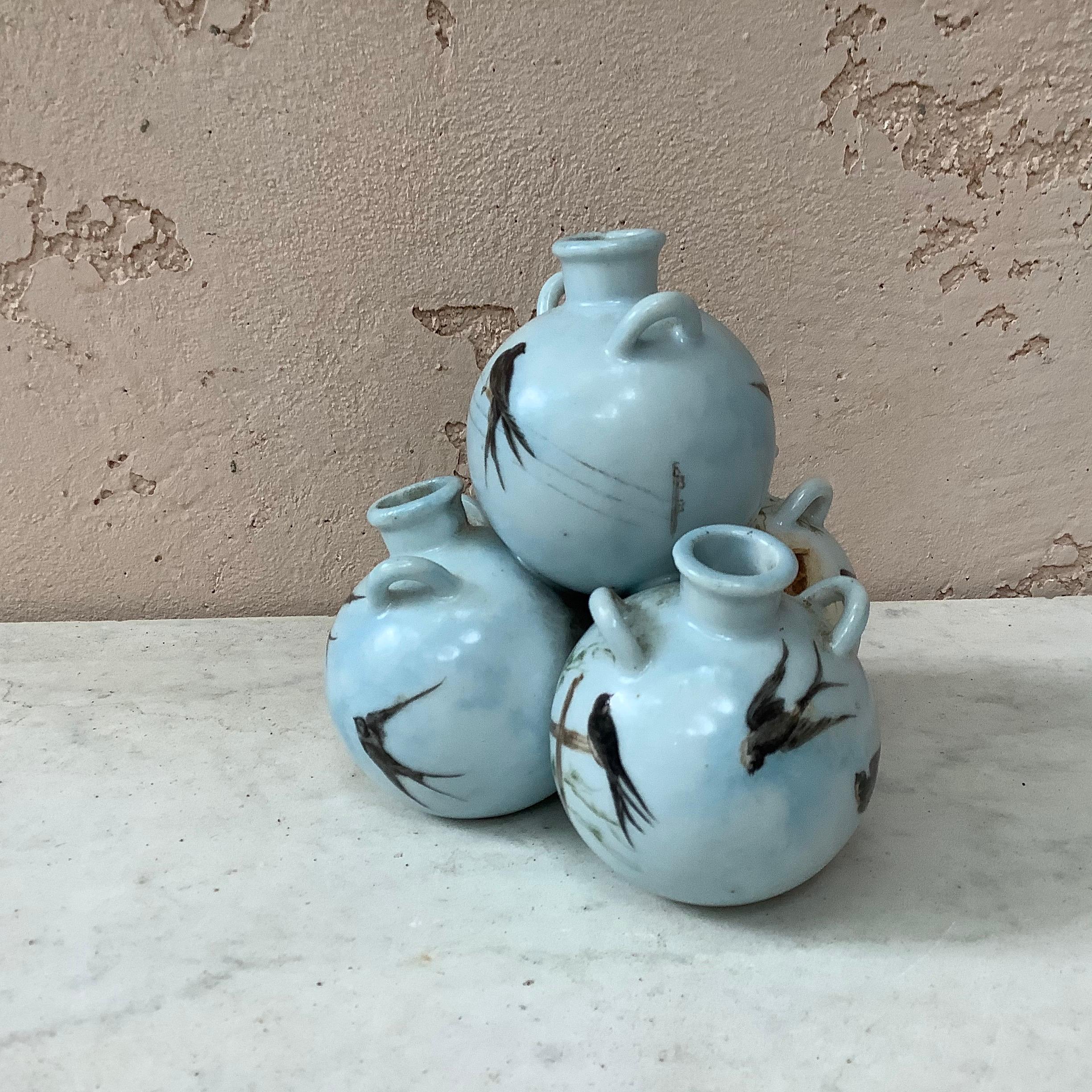 French Triple Vase Swallows, circa 1900 In Good Condition For Sale In Austin, TX