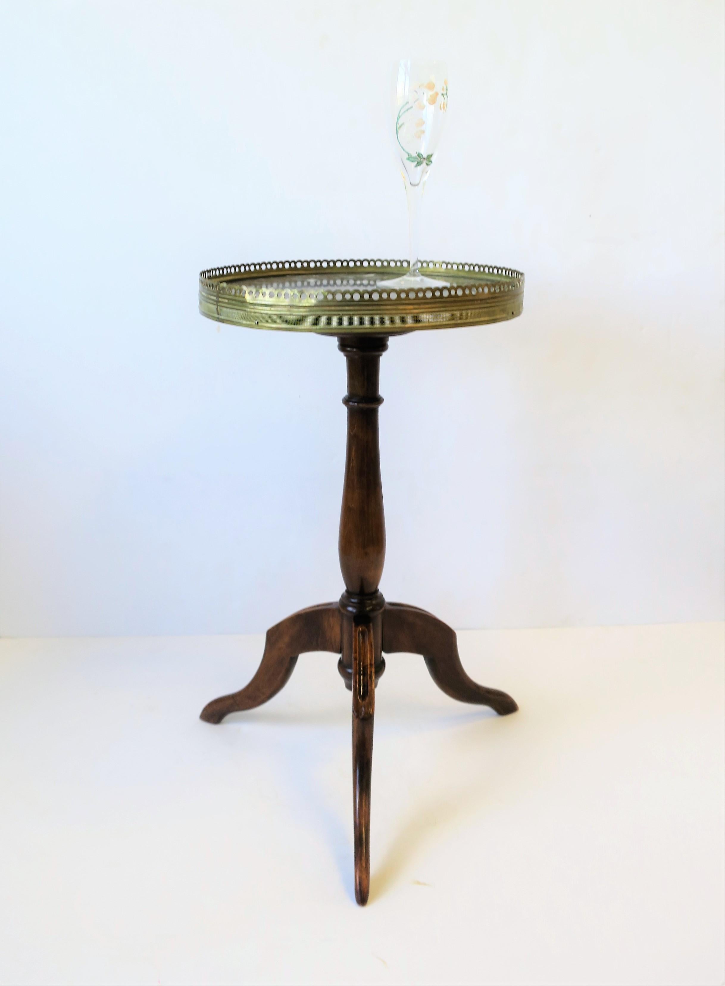 French Tripod Brass and Marble Side or Drinks Table 1
