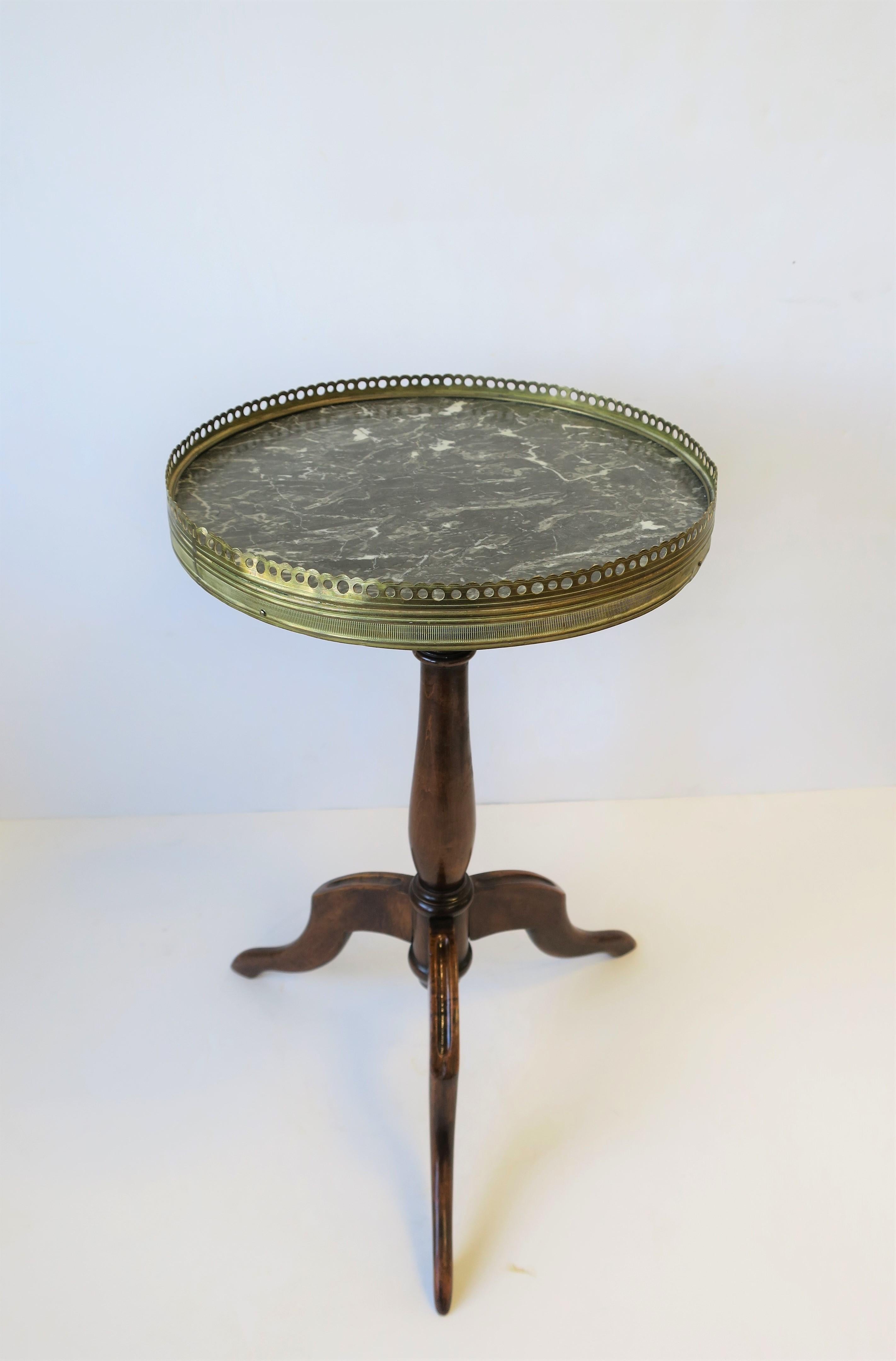 French Tripod Brass and Marble Side or Drinks Table 2