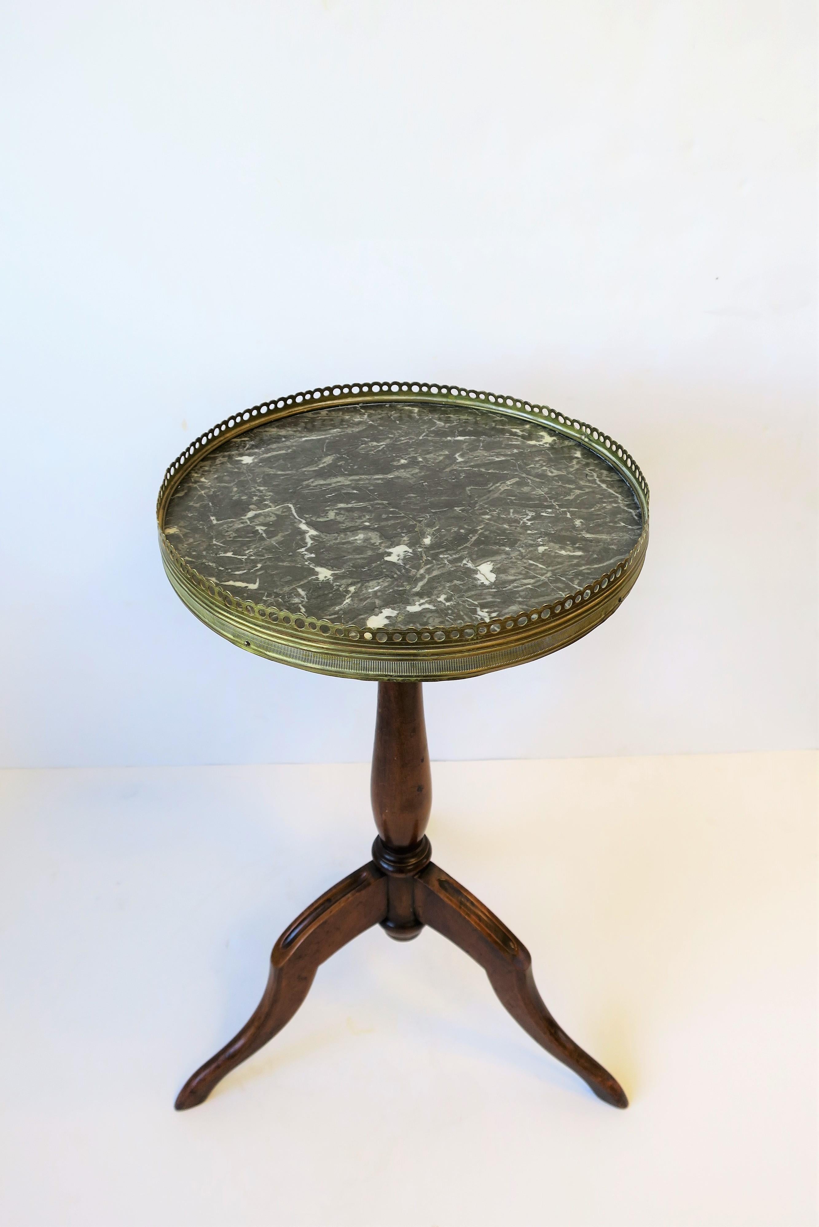 French Tripod Brass and Marble Side or Drinks Table 3