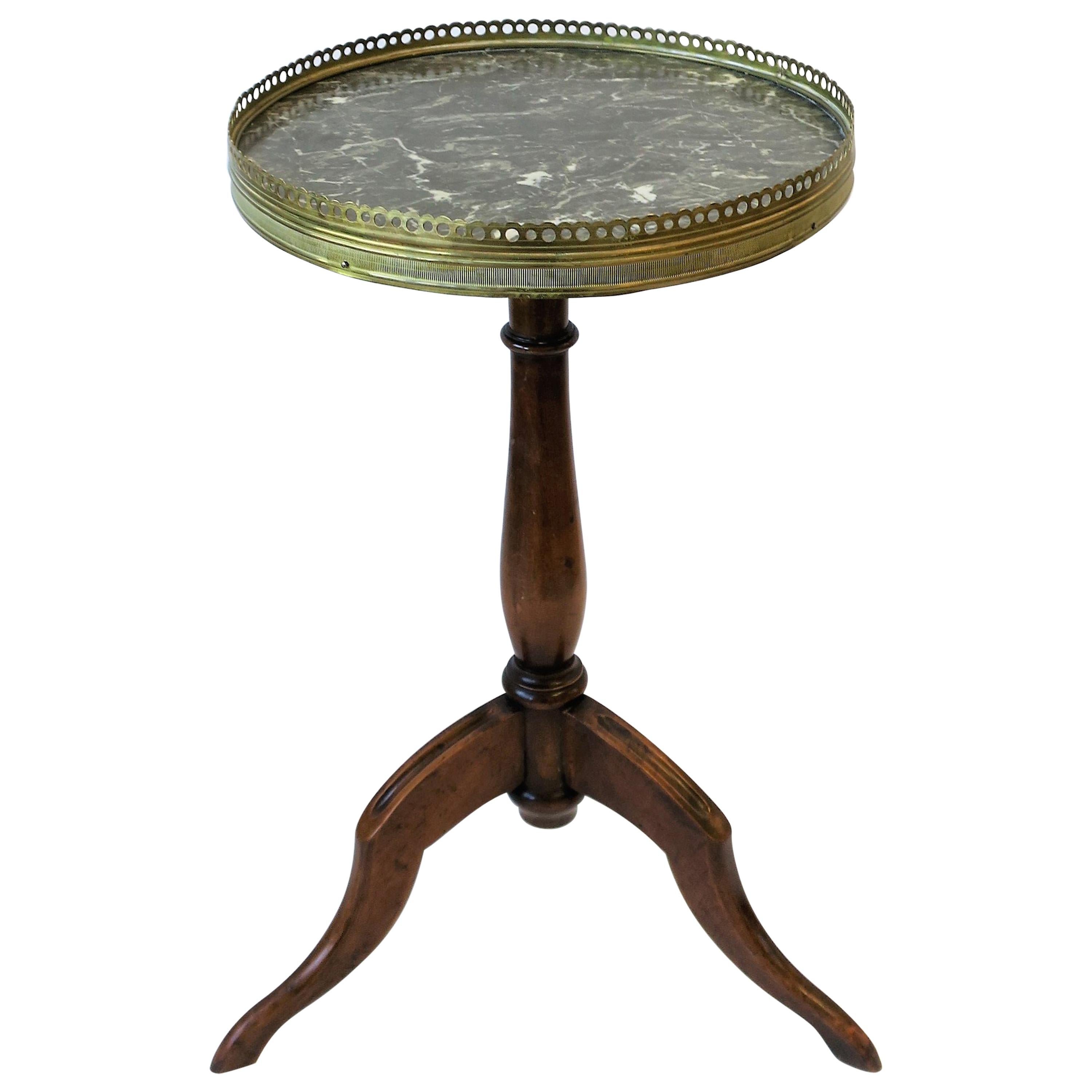 French Tripod Brass and Marble Side or Drinks Table