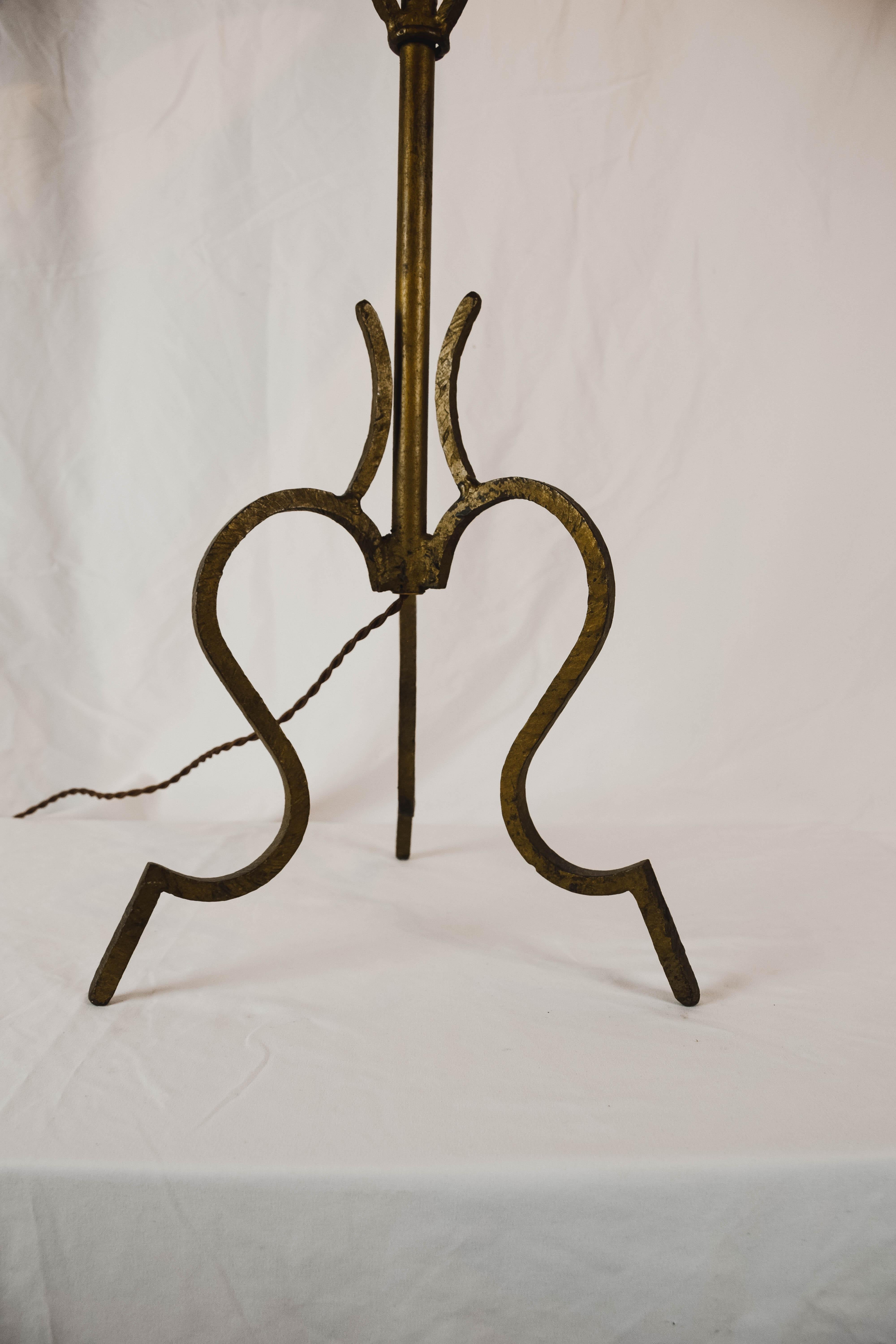 French Tripod Candlestick Table Lamp In Good Condition In Houston, TX