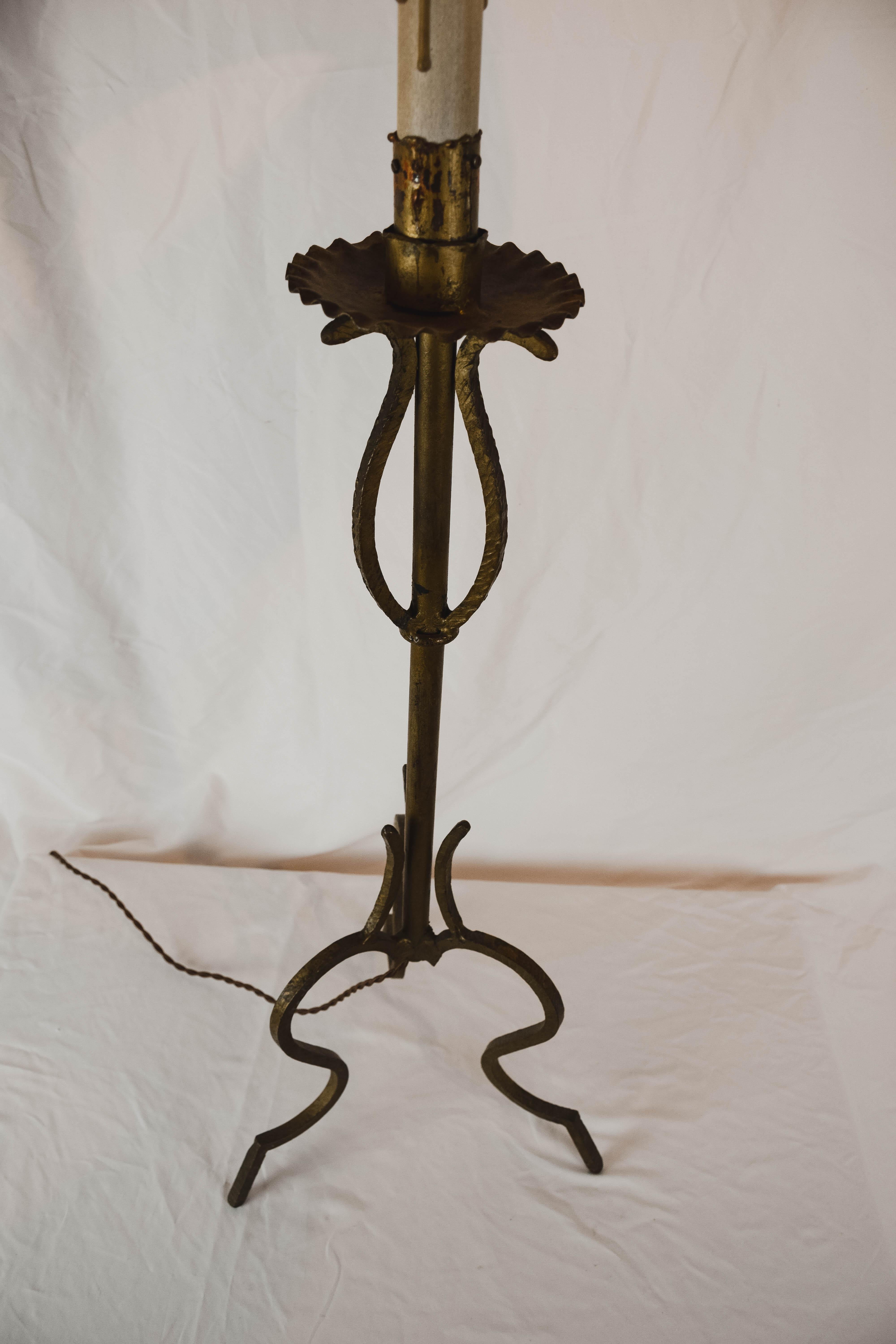 French Tripod Candlestick Table Lamp 1