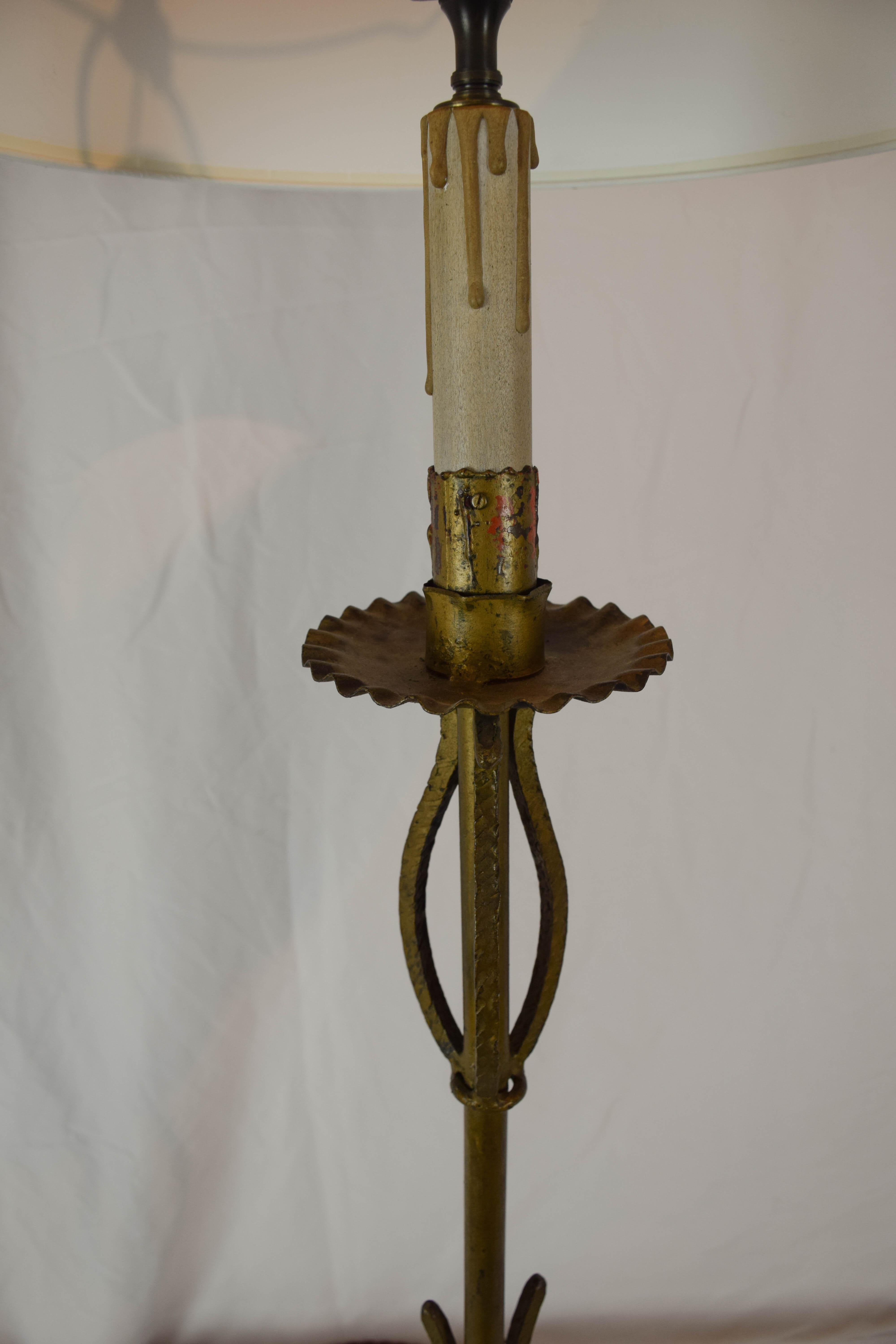 French Tripod Candlestick Table Lamp 2