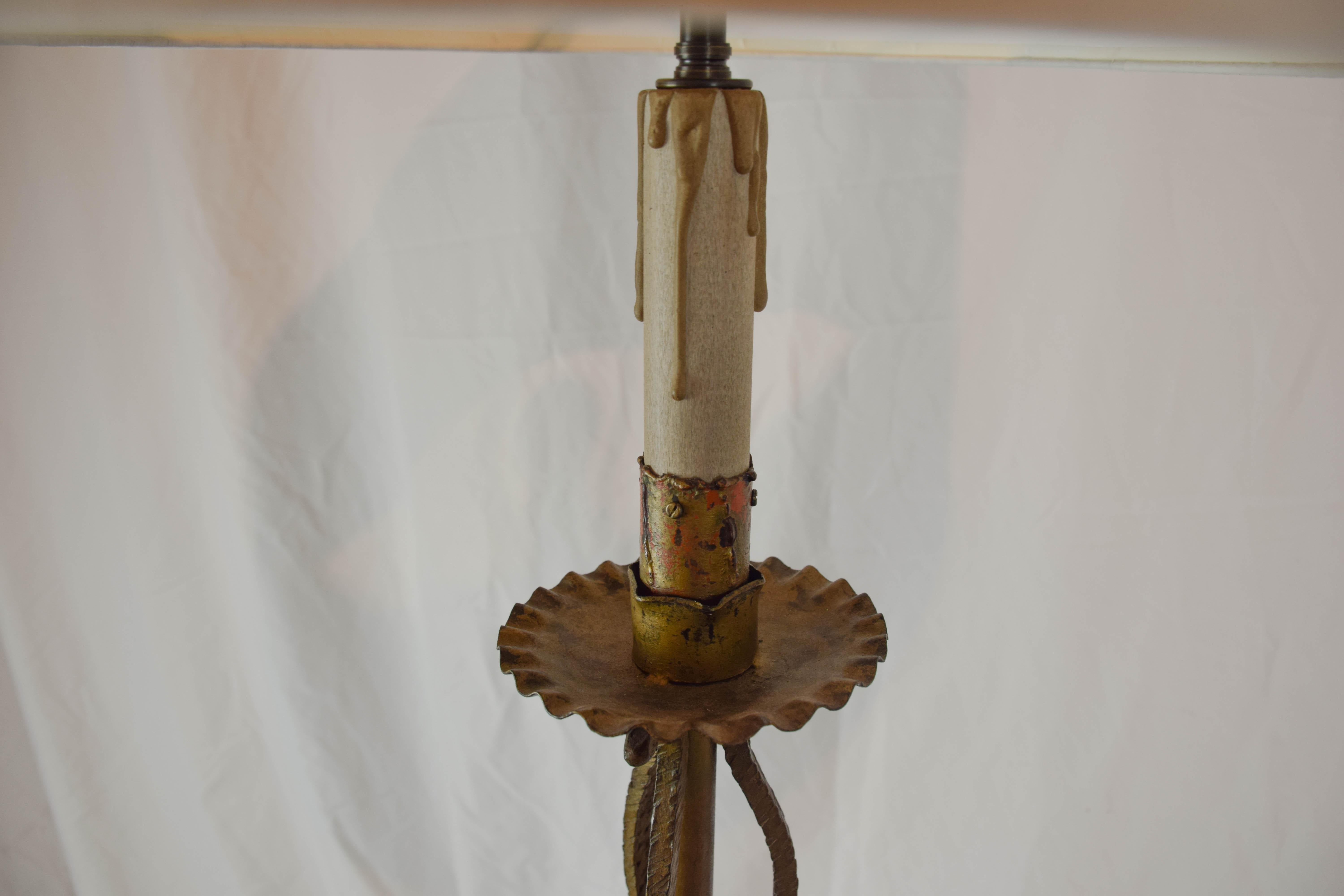 French Tripod Candlestick Table Lamp 3