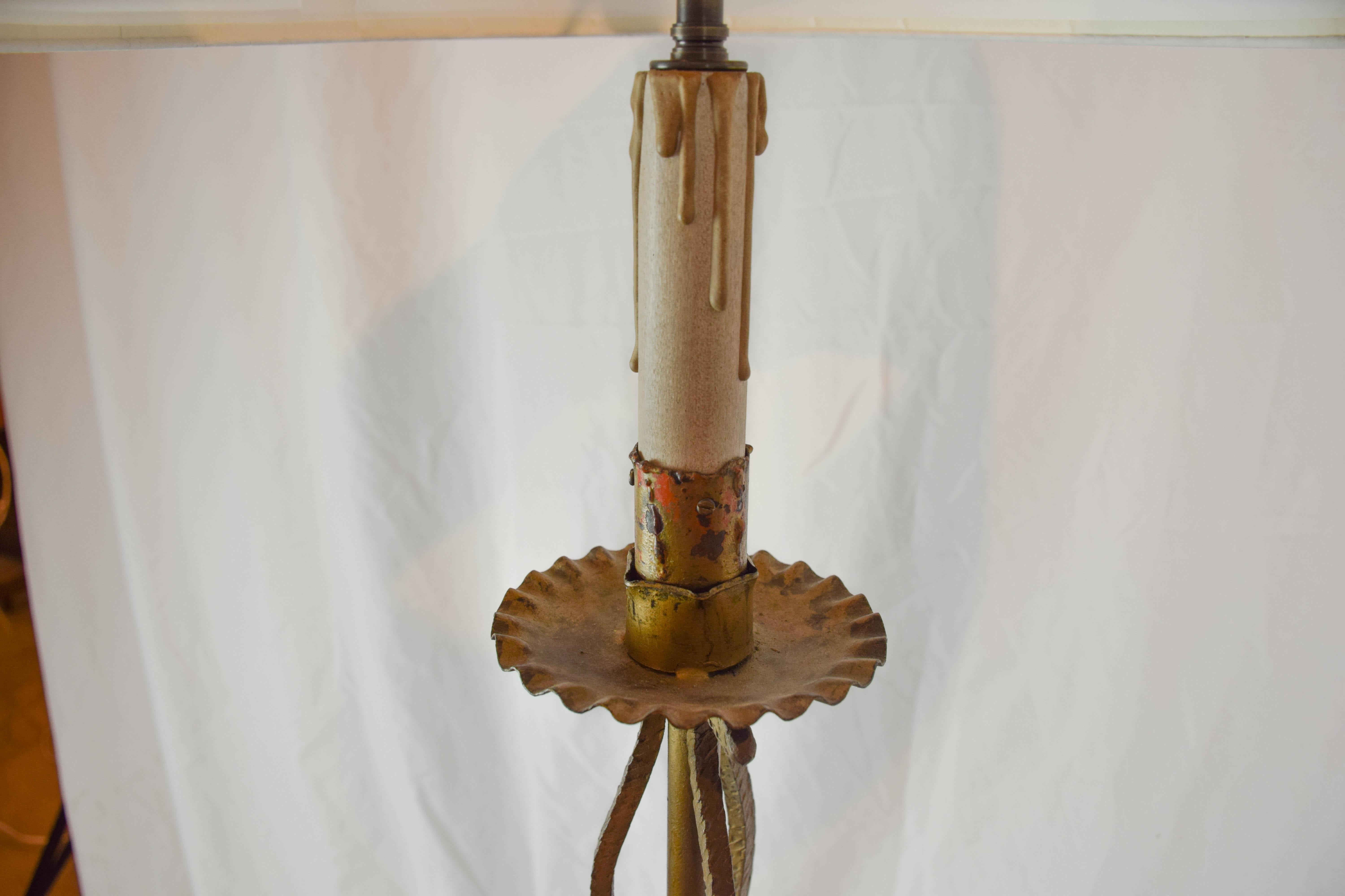 French Tripod Candlestick Table Lamp 4