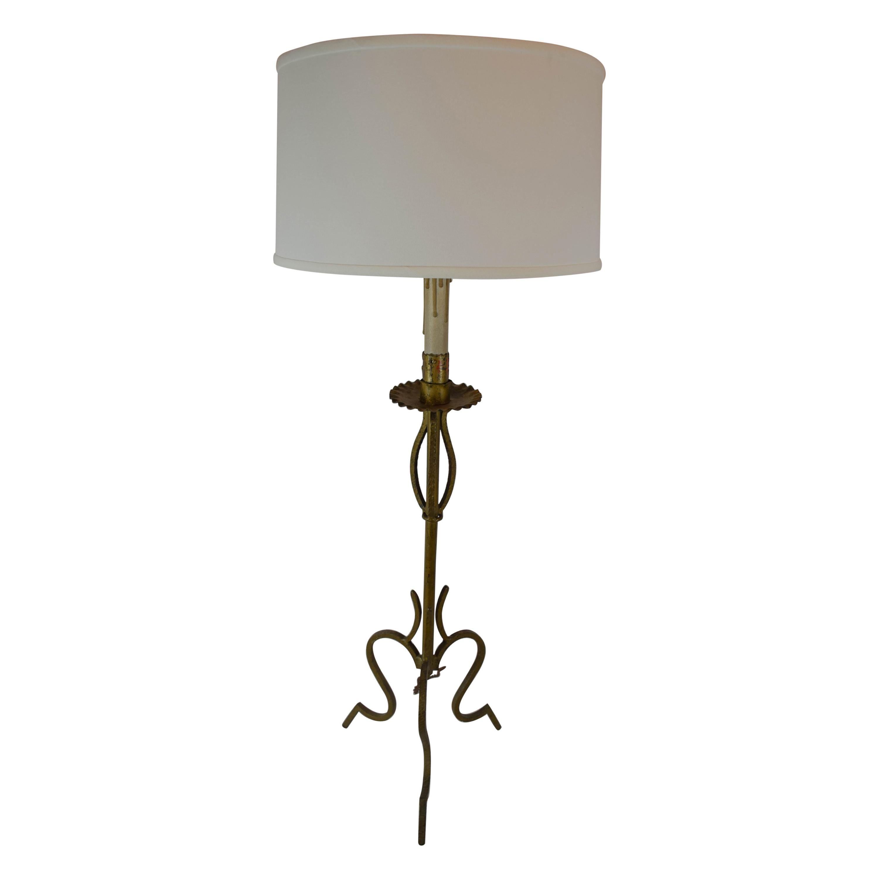 French Tripod Candlestick Table Lamp