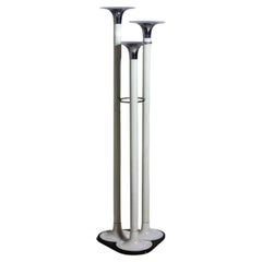 French tripod floor lamp with trumpet shades in chrome and enamel, 1960s