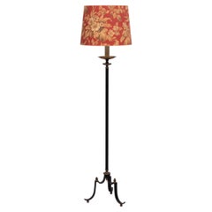 Superb French tripod green and brass Floor lamp  1950s