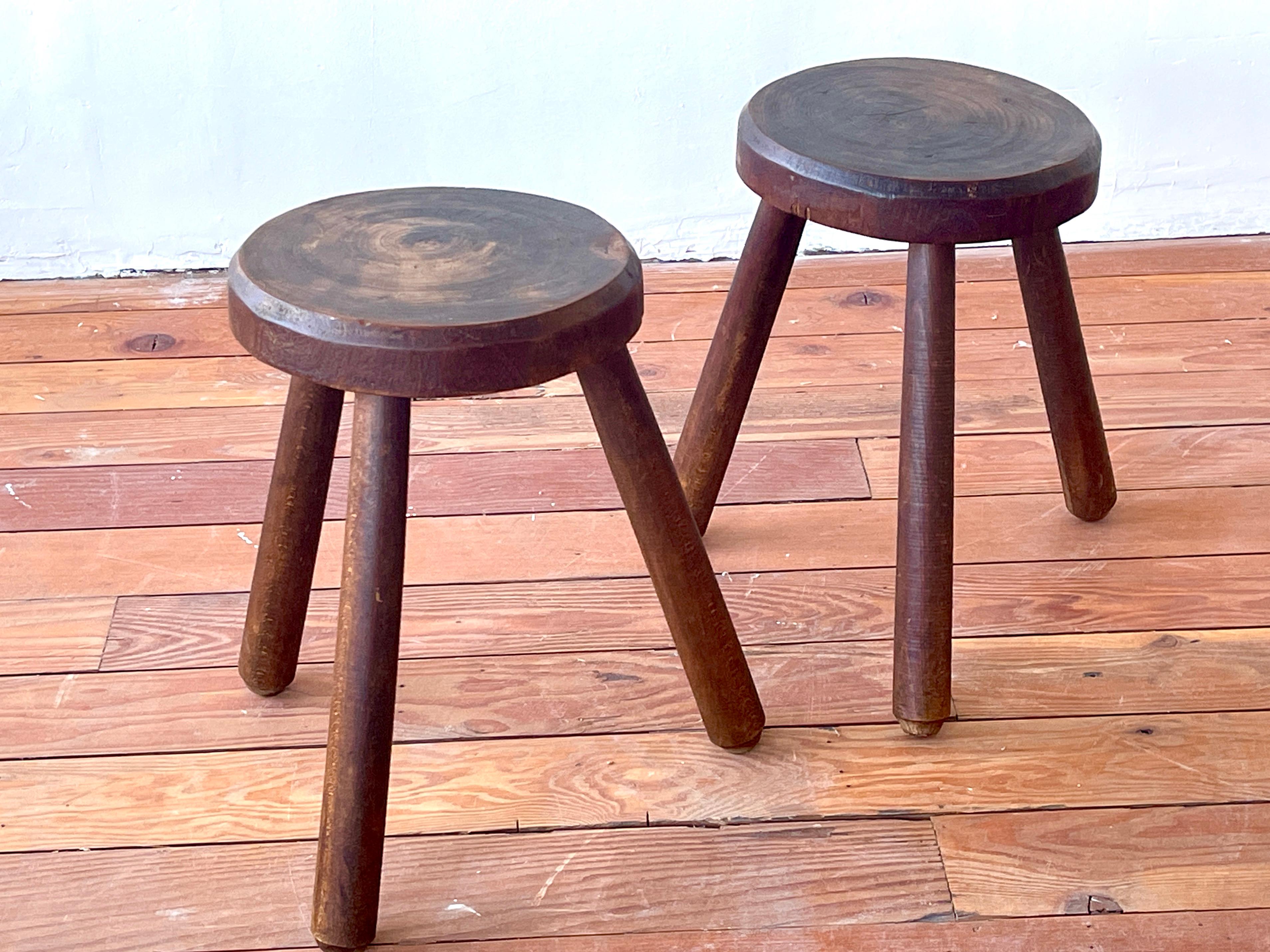 French Oak tripod stool with wonderful patina. One stool available.