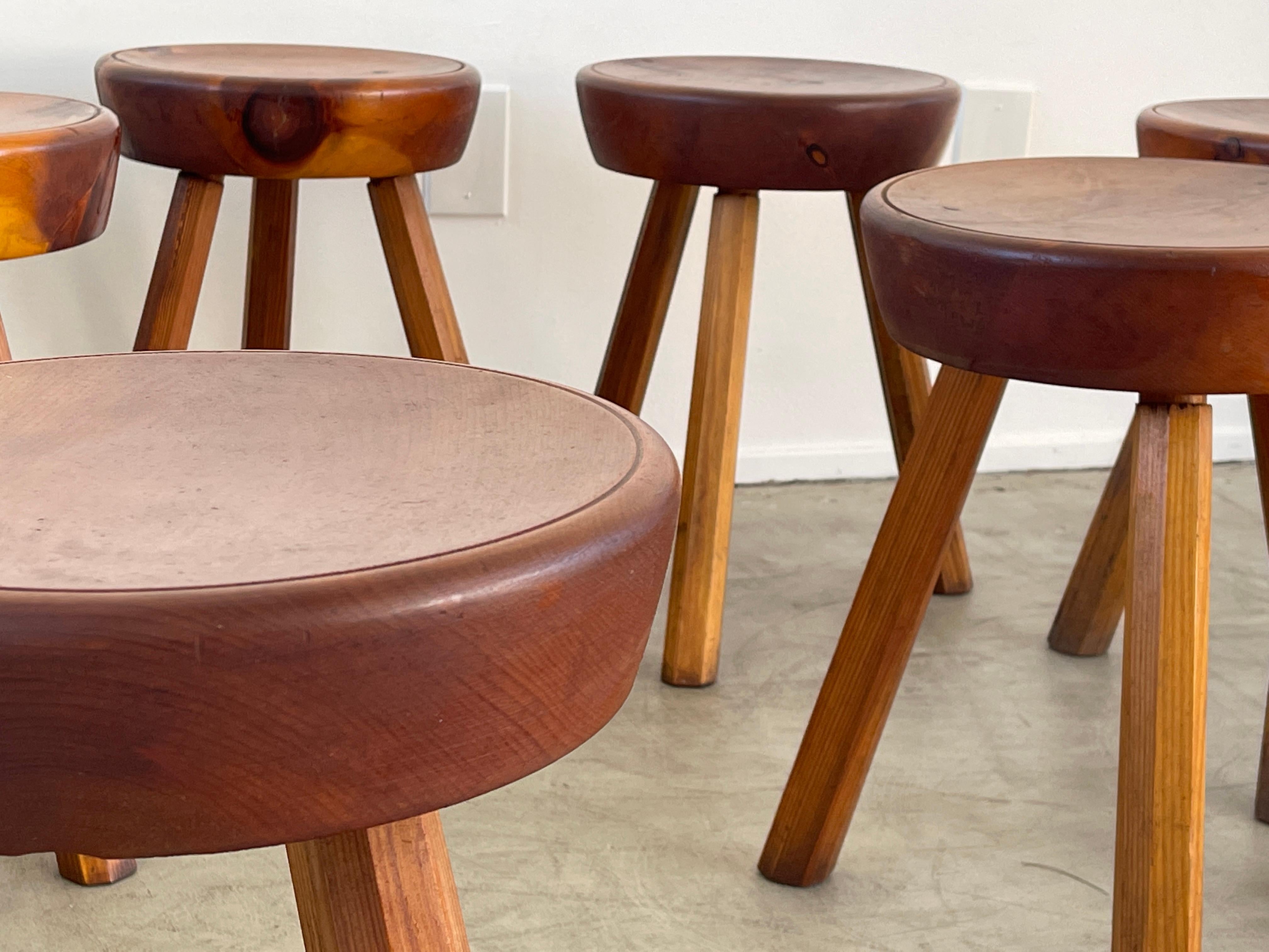 Pine French Tripod Stools For Sale