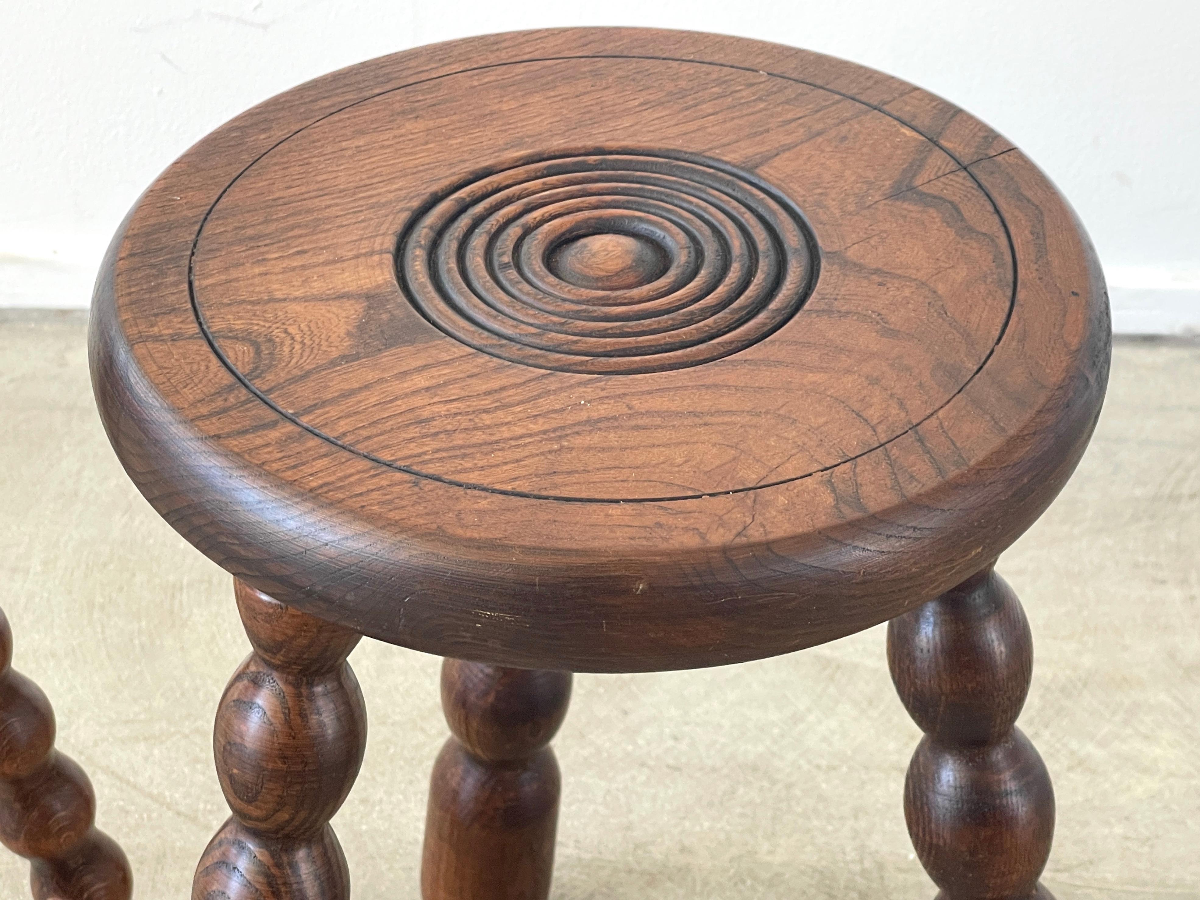 Oak French Tripod Stools