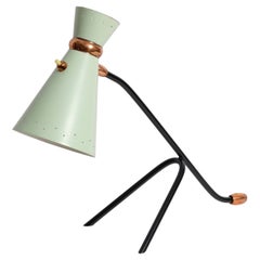 French tripod table lamp with copper trim, 1950's