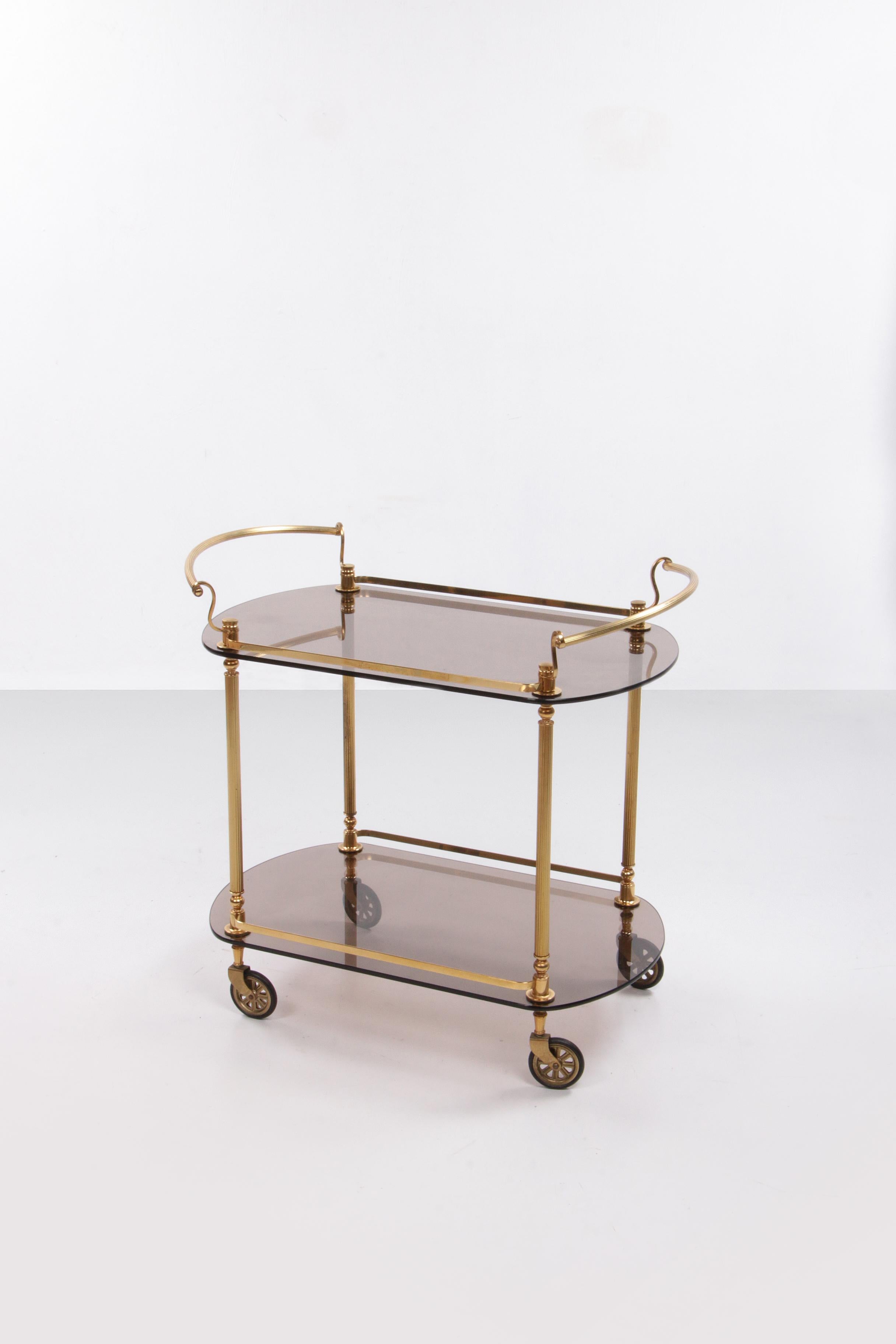 French Trolly Hollywood Regency Style with Smoked Glass 1960s. For Sale 1