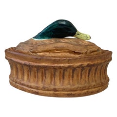 Antique French Trompe L'oeil Porcelain Mallard Duck Pâté Tureen Pillivuyt Mehun