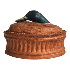 French Trompe L'oeil Porcelain Mallard Duck Pâté Tureen Pillivuyt Mehun