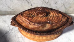 Sopera de paté de porcelana francesa trampantojo Pillivuyt Mehun