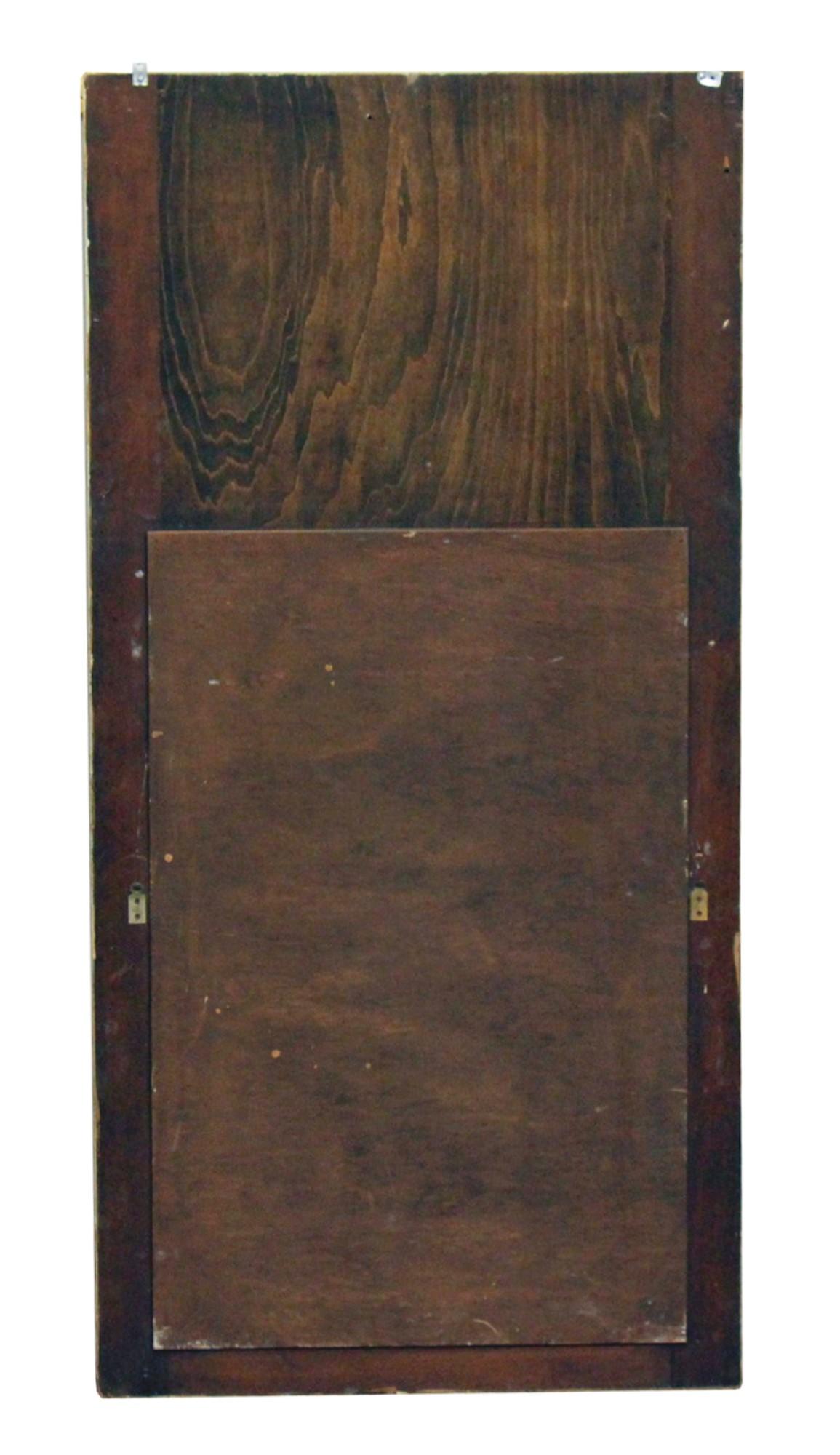 French Trumeau Carved Wood Over Mantel Mirror w/ Gold Gilded Tassel, Leaf & Urn 2