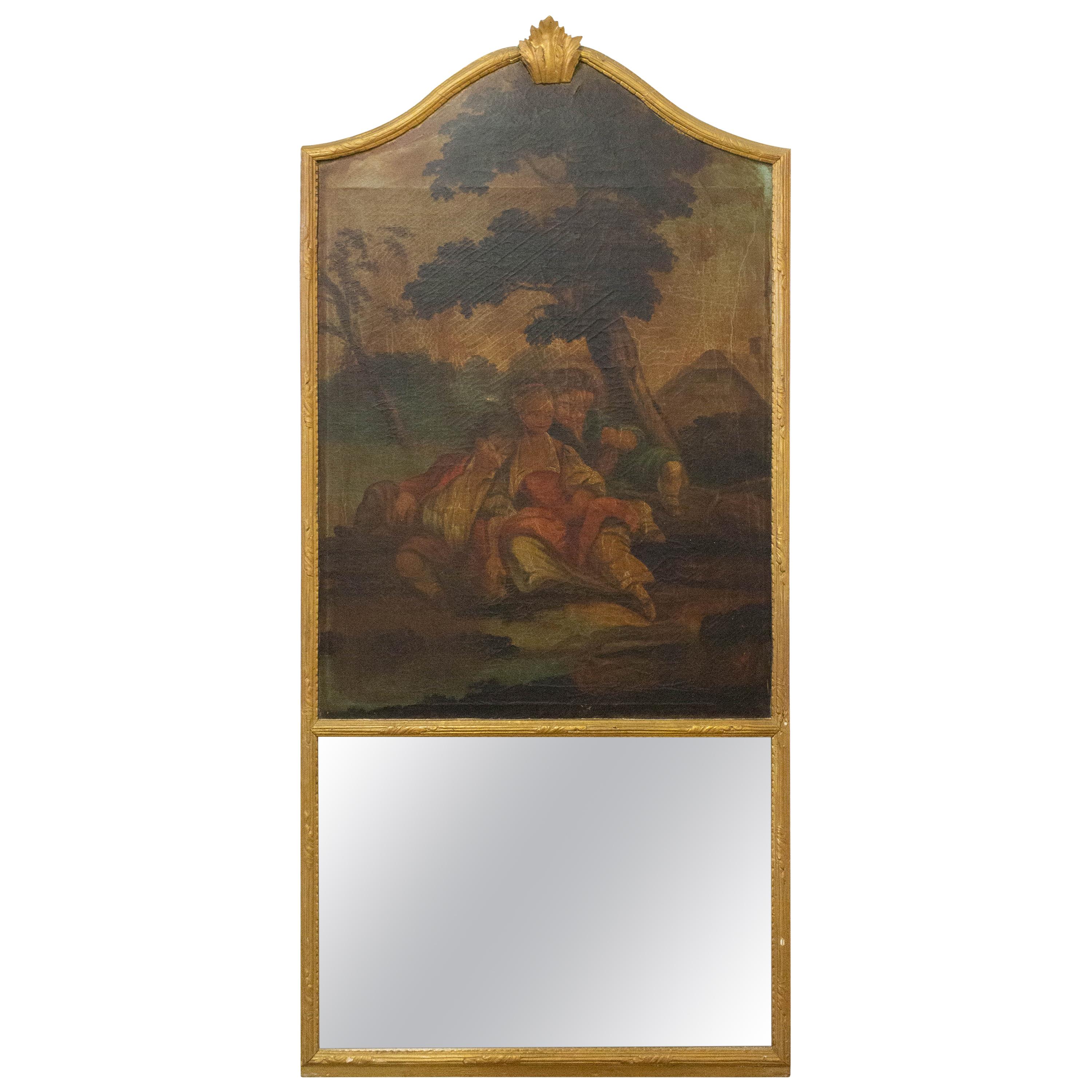 French Trumeau Louis XVI Children Scene, Late 18th Century For Sale